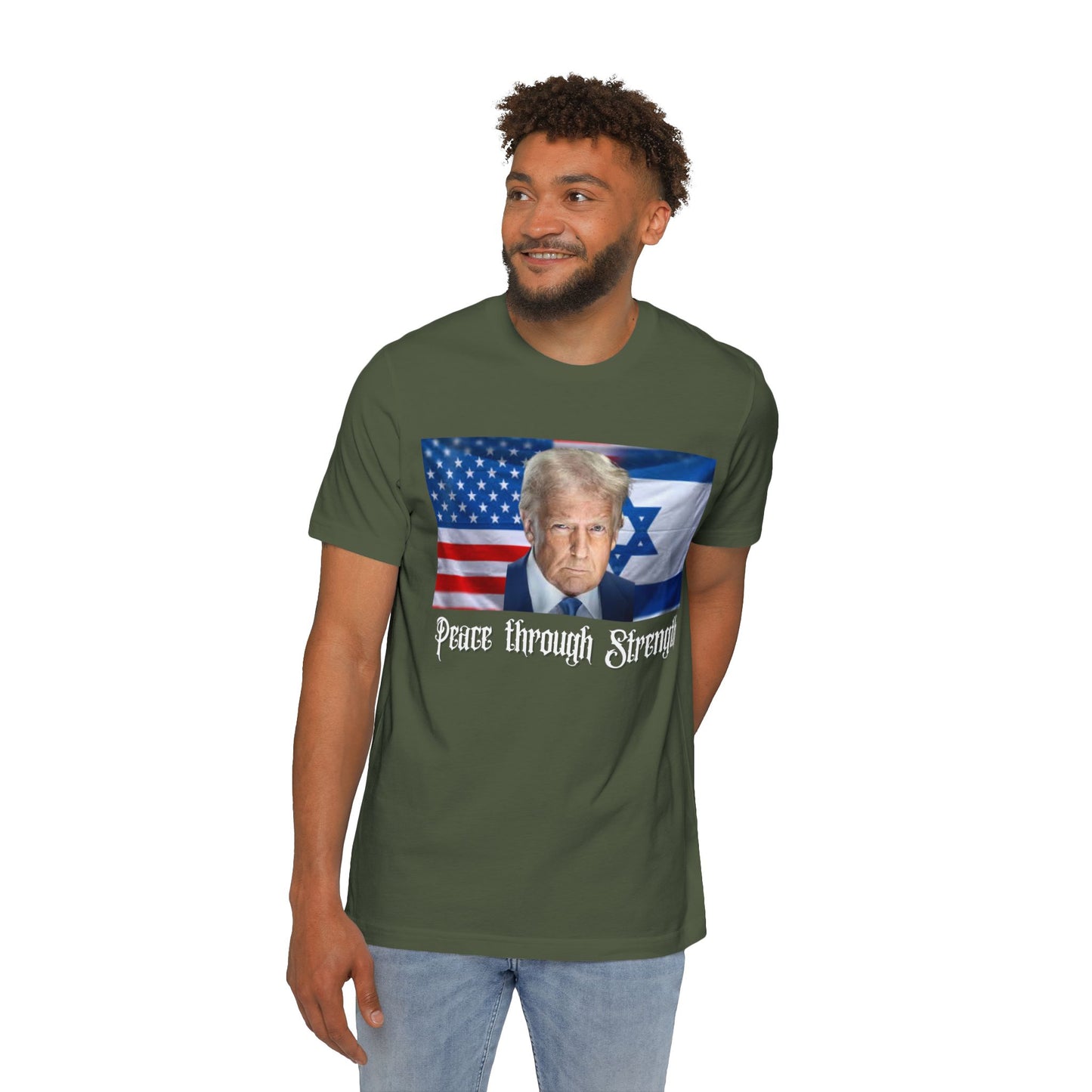 USA-Made Unisex T-Shirt: "Peace through Strength" Design - Perfect for Patriotic Events, Casual Days, or Gifts