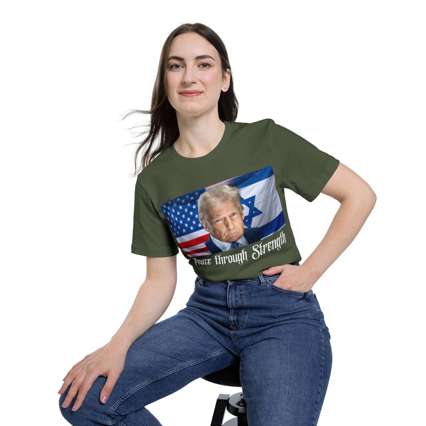 USA-Made Unisex T-Shirt: "Peace through Strength" Design - Perfect for Patriotic Events, Casual Days, or Gifts