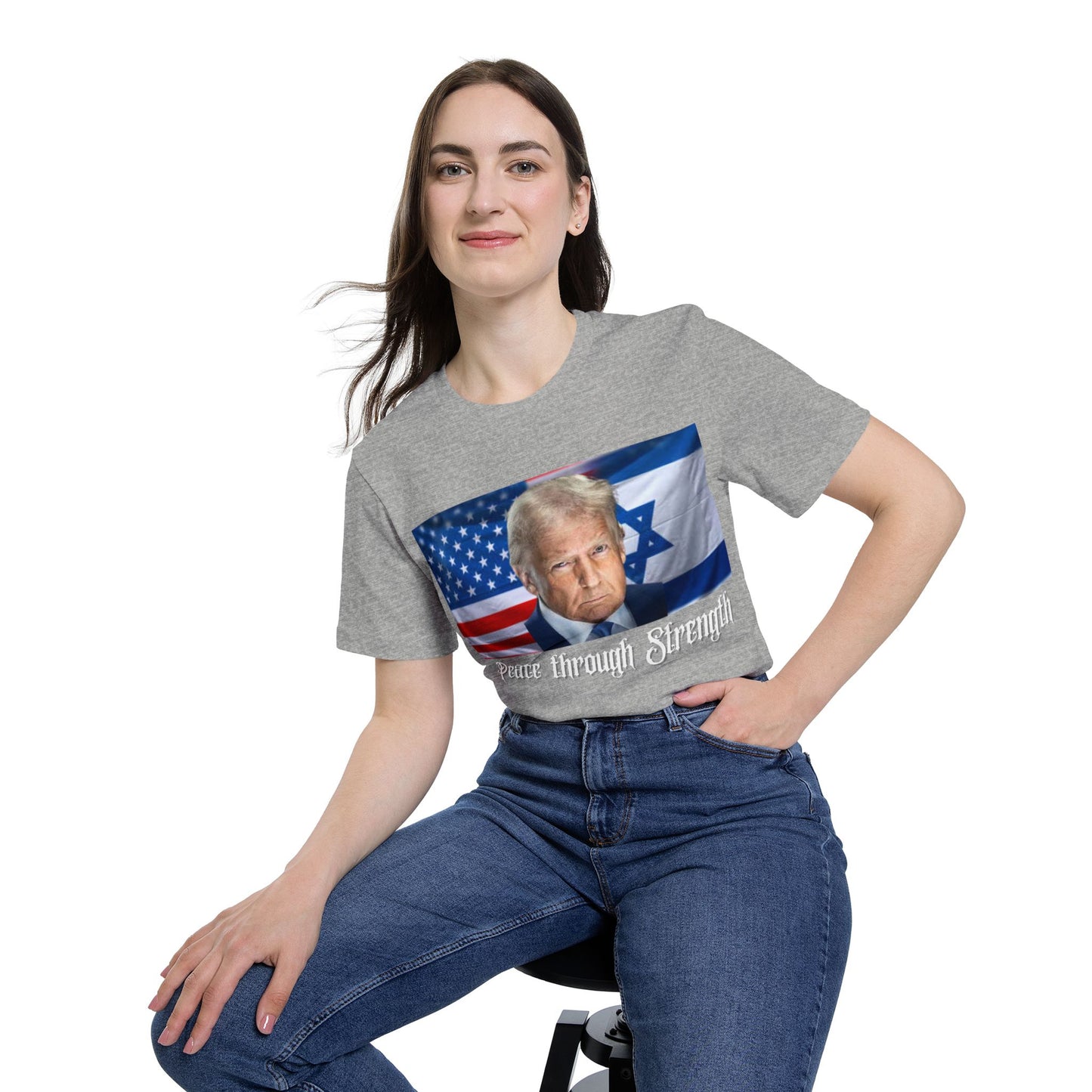 USA-Made Unisex T-Shirt: "Peace through Strength" Design - Perfect for Patriotic Events, Casual Days, or Gifts