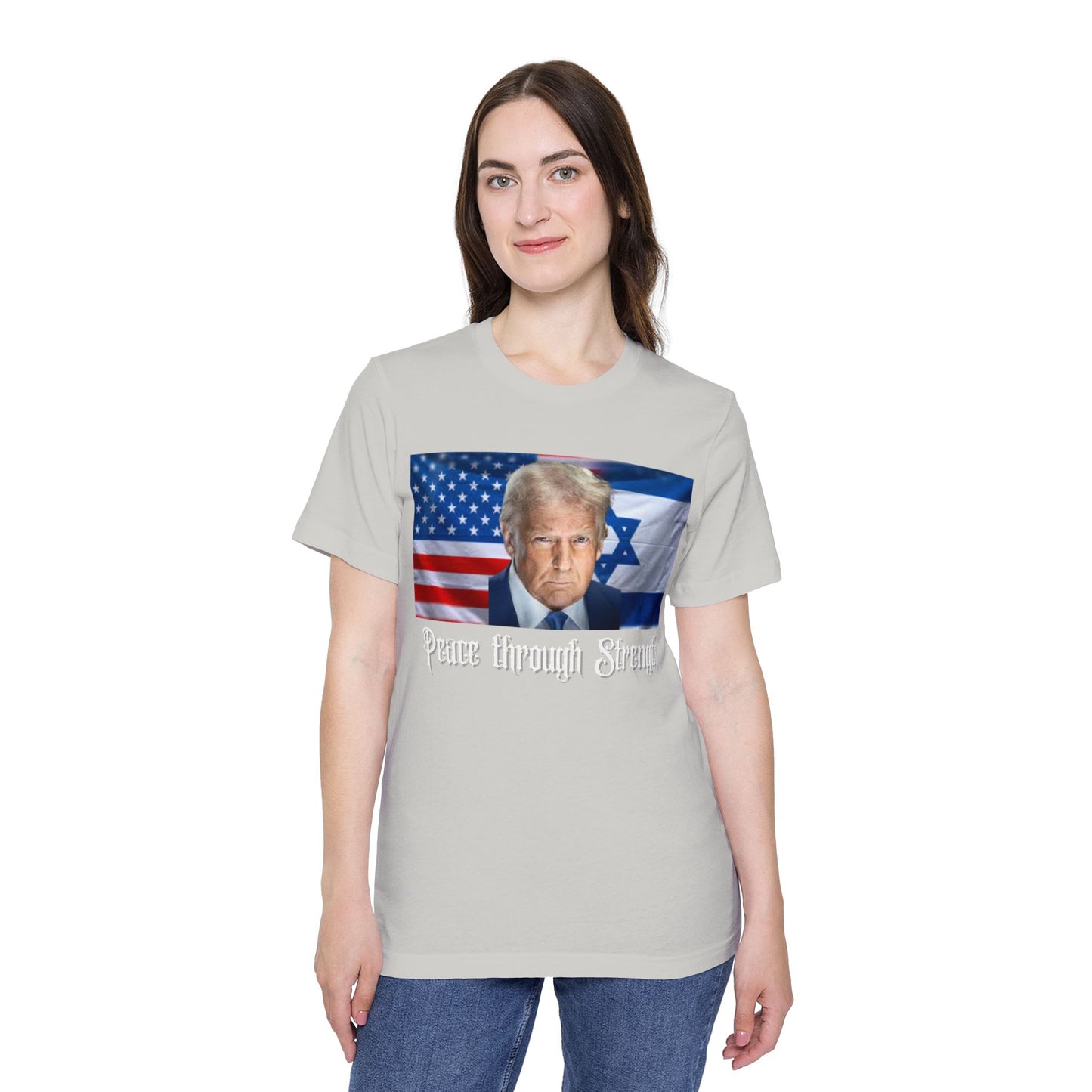 USA-Made Unisex T-Shirt: "Peace through Strength" Design - Perfect for Patriotic Events, Casual Days, or Gifts