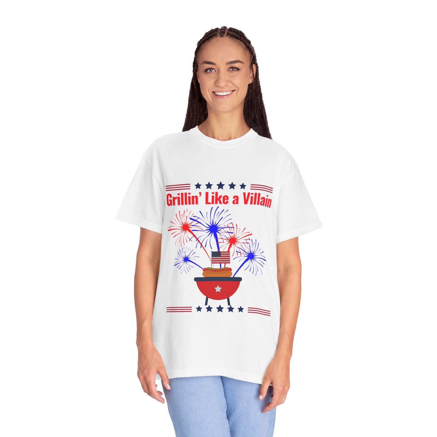 Grillin' Like a Villain Unisex T-Shirt | Patriotic BBQ Tee with Eagle Design