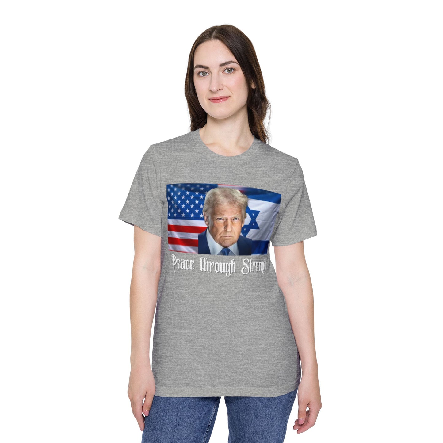 USA-Made Unisex T-Shirt: "Peace through Strength" Design - Perfect for Patriotic Events, Casual Days, or Gifts