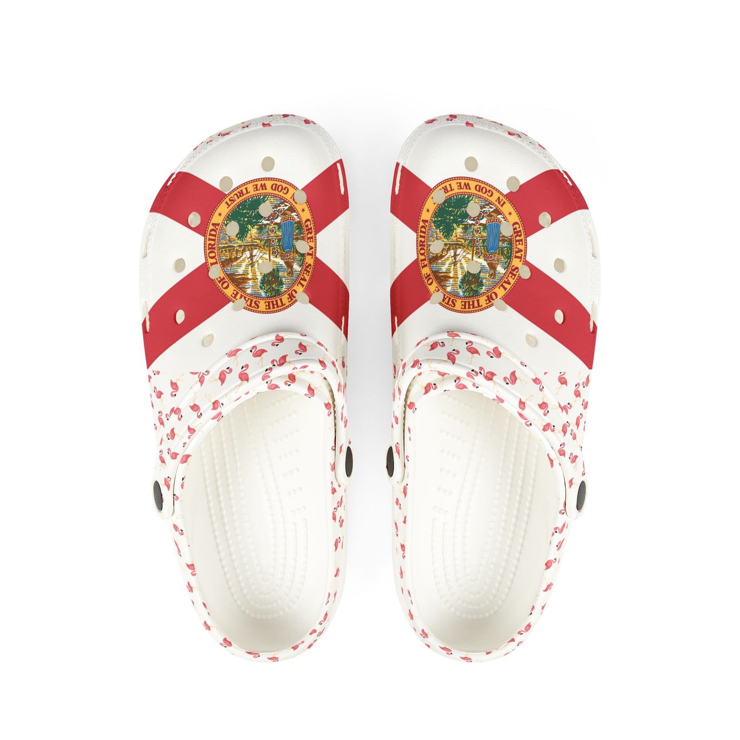 Florida Flamingoes Crocolookalikes, Bright Casual Footwear for Beach Days, Summer Fashion, Vacation, Gift Idea
