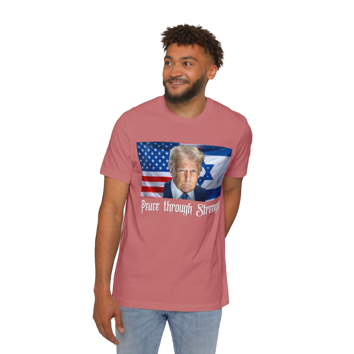 USA-Made Unisex T-Shirt: "Peace through Strength" Design - Perfect for Patriotic Events, Casual Days, or Gifts