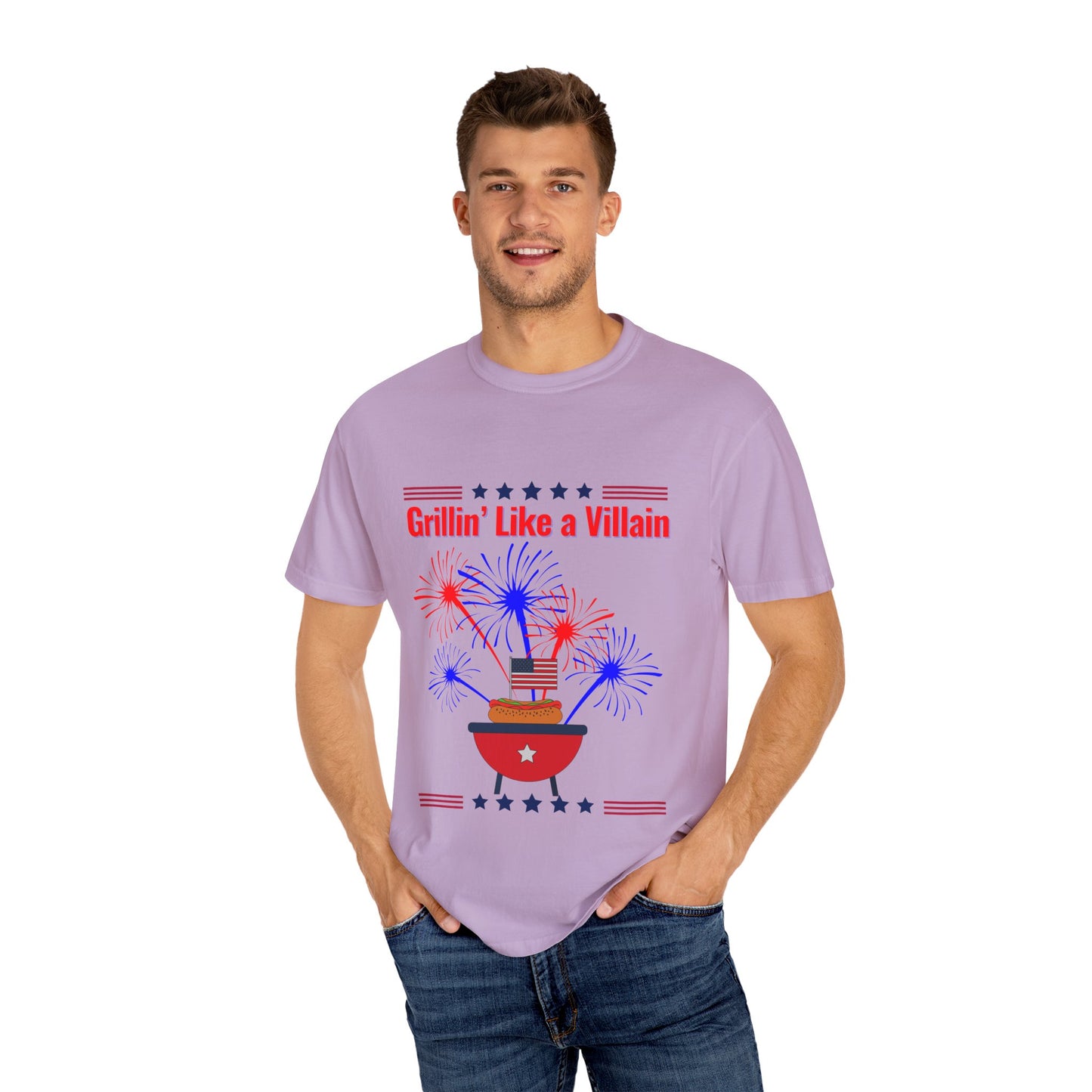 Grillin' Like a Villain Unisex T-Shirt | Patriotic BBQ Tee with Eagle Design