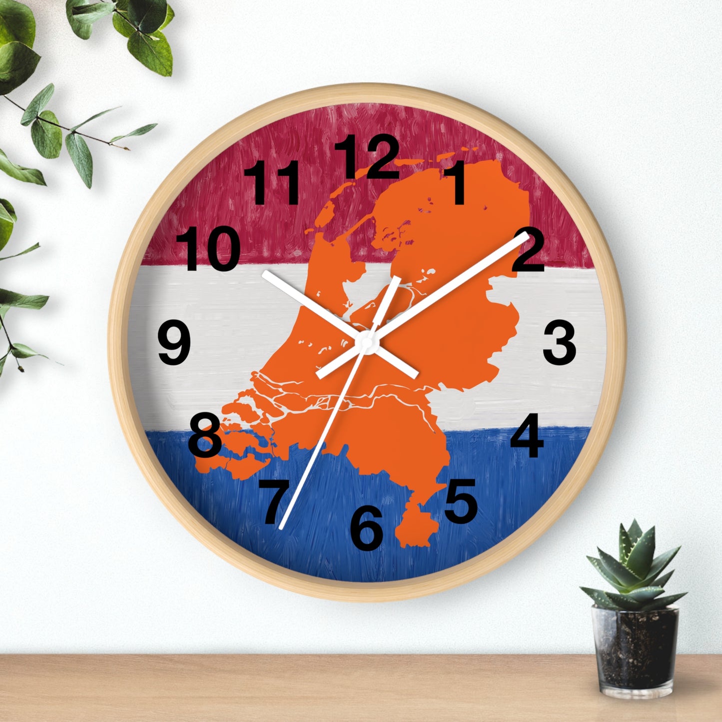 Hoe laat is het ? Dutch Map Wall Clock, Home Decor for Dutch Culture Lovers, Unique Clock Gift for Netherlands Lovers, Modern Art Clock, Flag Inspired Design