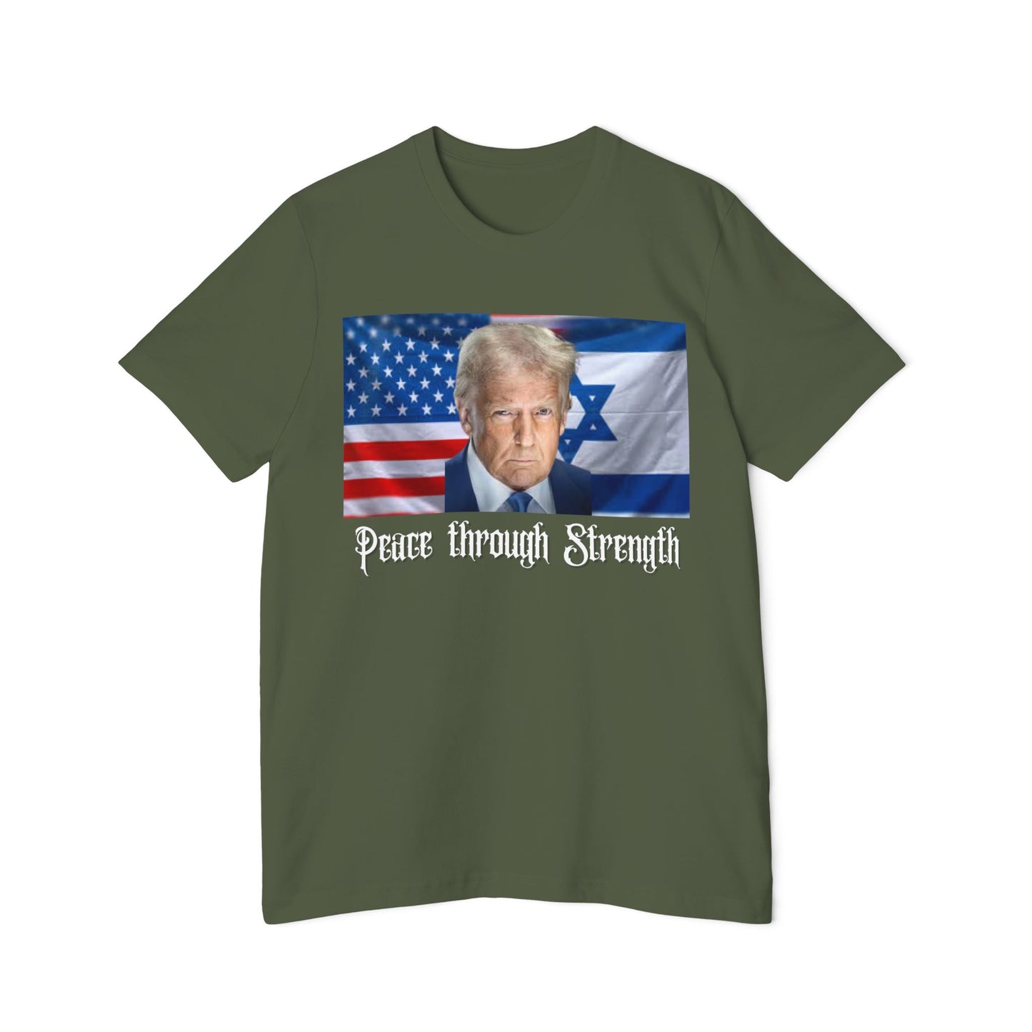 USA-Made Unisex T-Shirt: "Peace through Strength" Design - Perfect for Patriotic Events, Casual Days, or Gifts