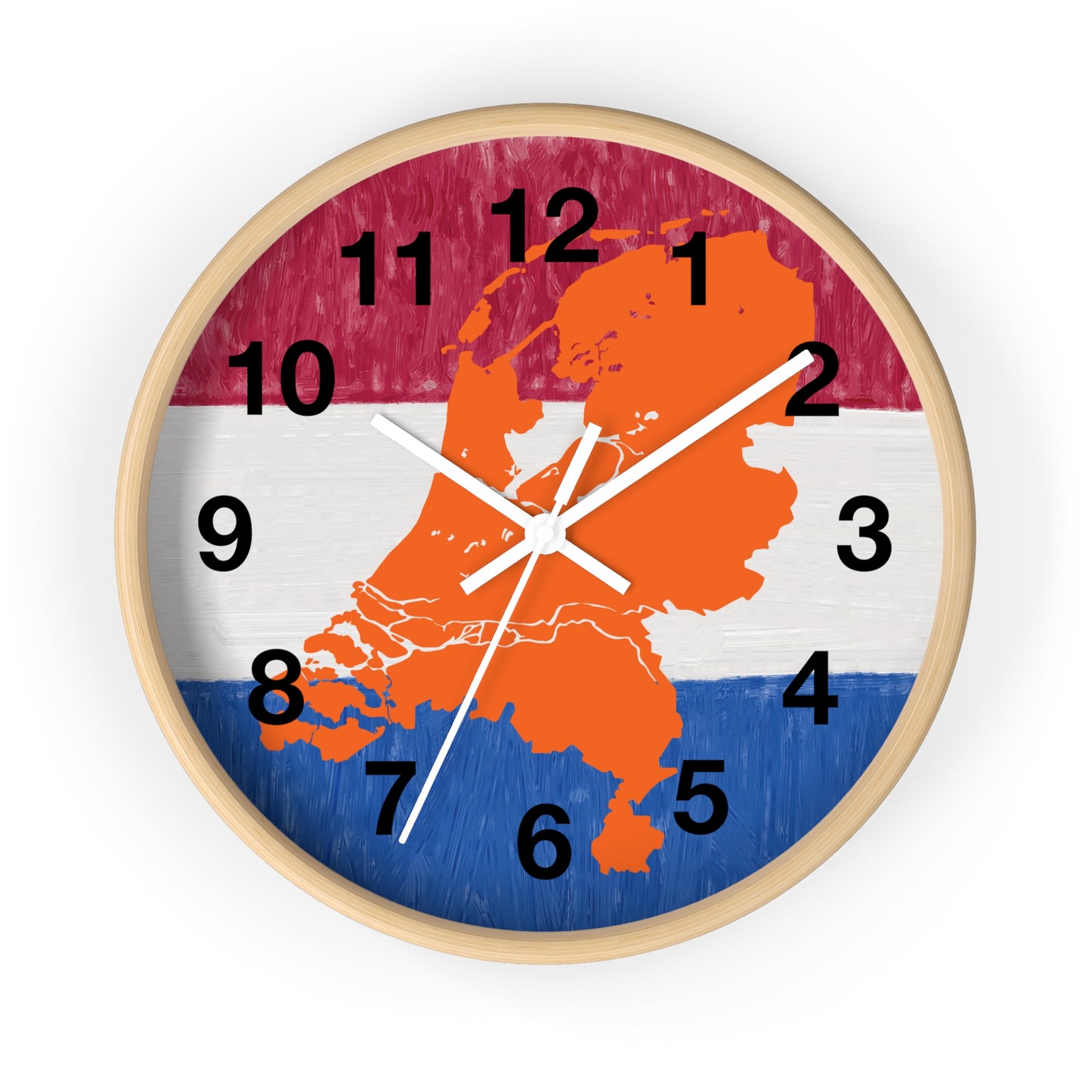 Hoe laat is het ? Dutch Map Wall Clock, Home Decor for Dutch Culture Lovers, Unique Clock Gift for Netherlands Lovers, Modern Art Clock, Flag Inspired Design