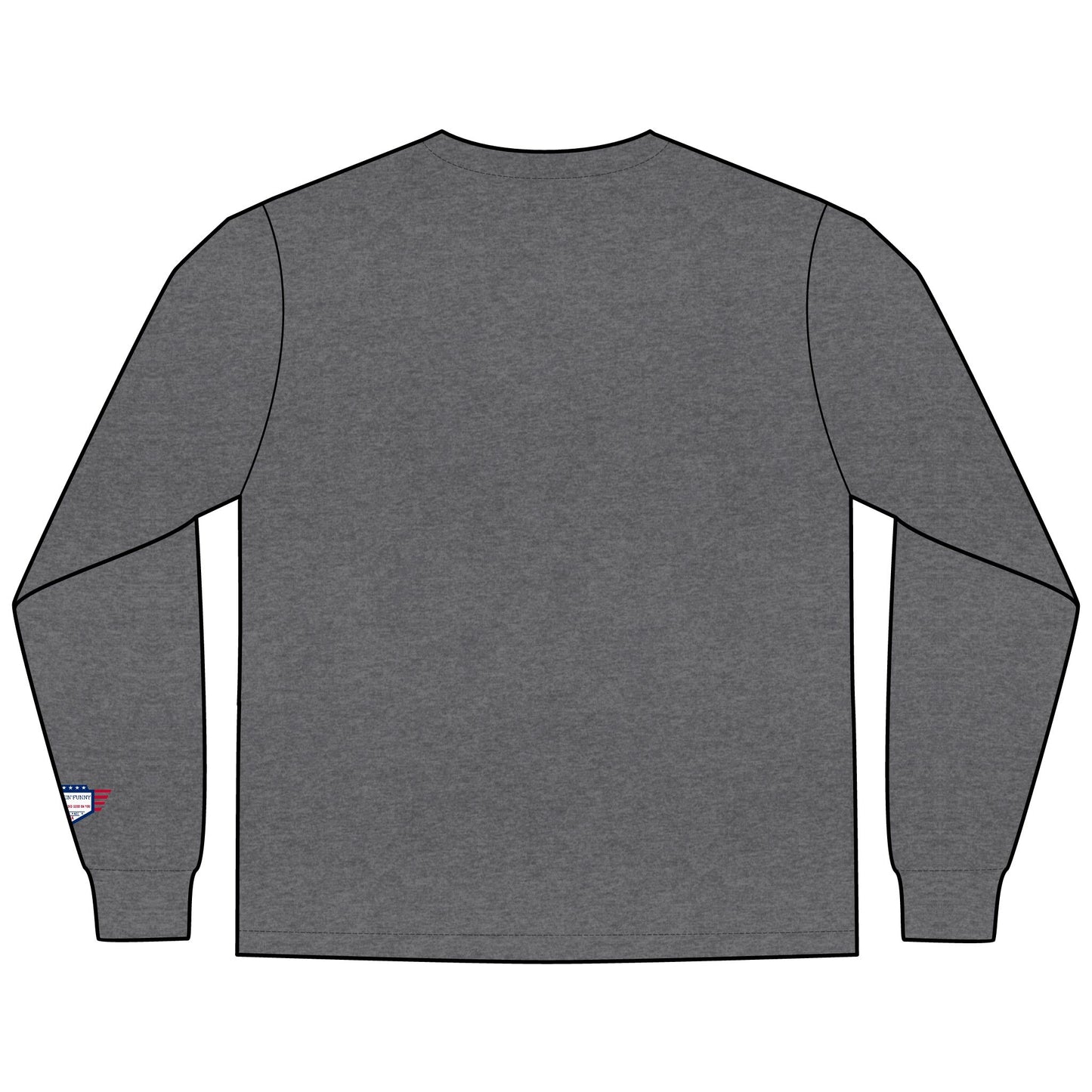 Back view of dark heathered gray Chill men's long sleeve tee, plain with cuffs