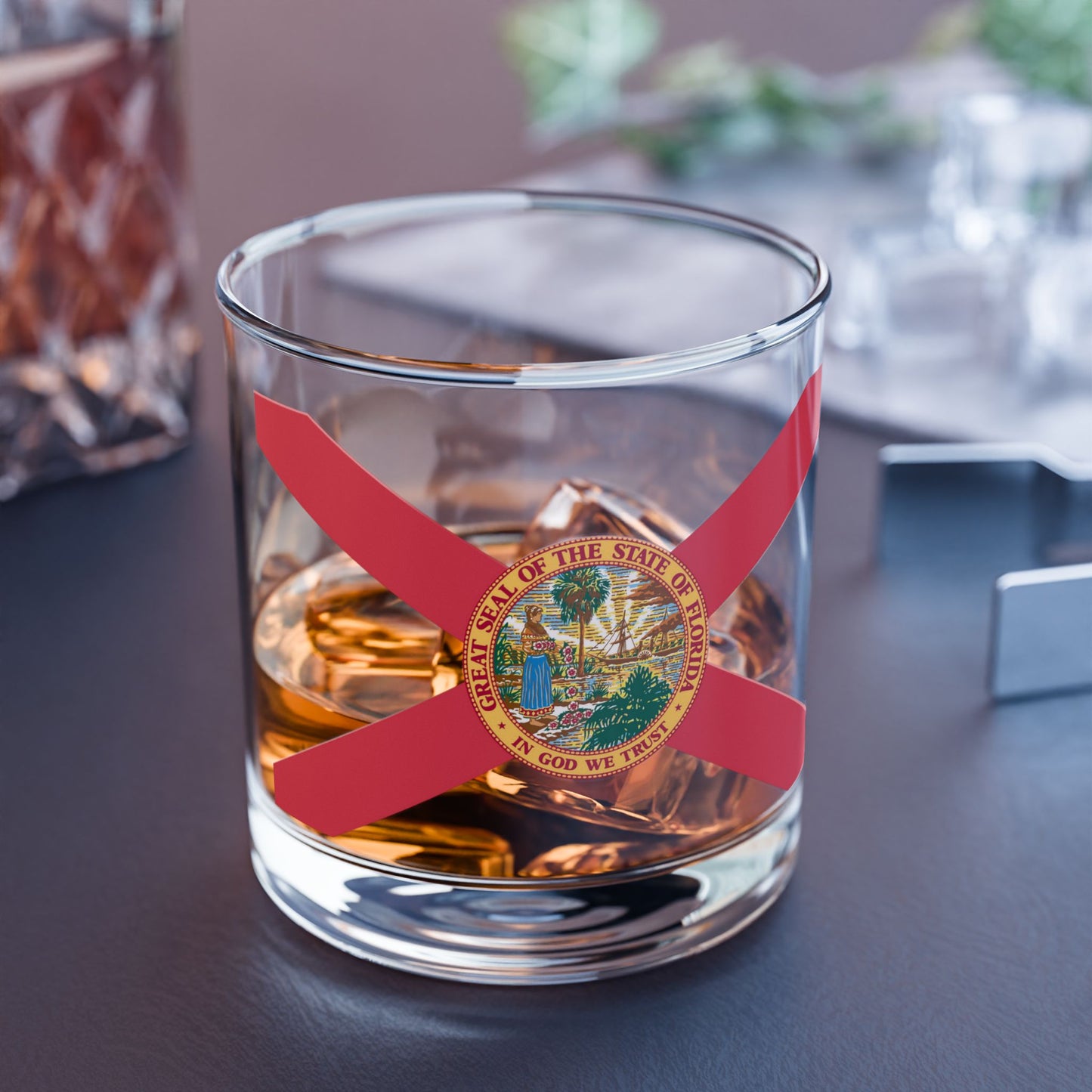 Florida State Flag Rocks Glass | Unique 10oz Drinkware Gift | Home Bar Accessories, Wedding, Housewarming, Collectible, Travel Souvenir