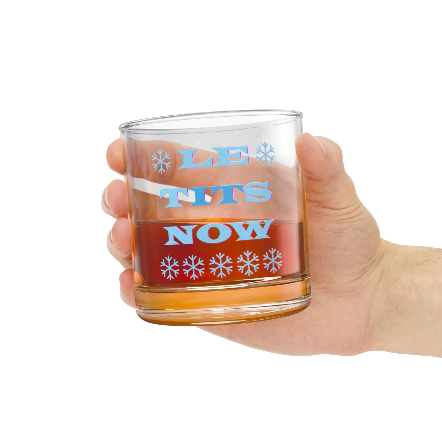 "LETitSNOW" Drinking Glass, Holiday Gift, Novelty Barware, Glassware for Parties, Humor Gift