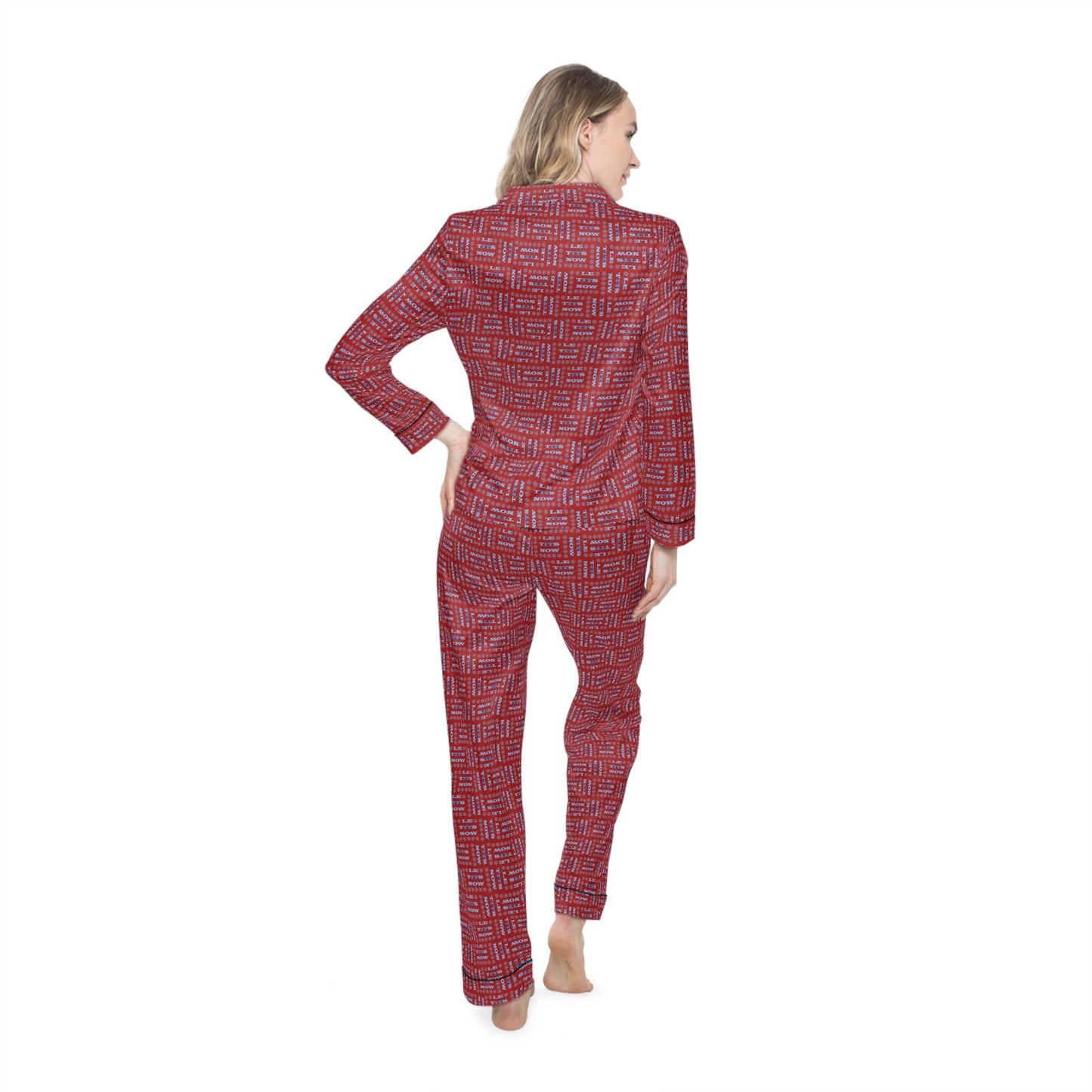 LETitSNOW - Women's Satin Pajamas Set - Bold Red Print, Cozy Nightwear, Perfect for Sleepovers, Birthdays, Mother's Day, Self-Care Days