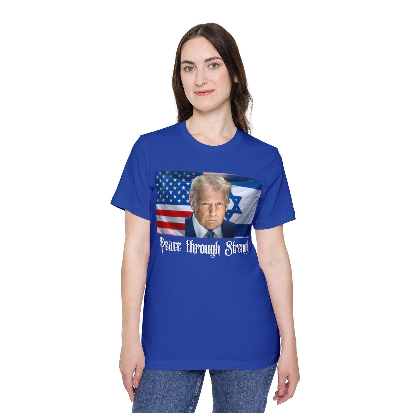 USA-Made Unisex T-Shirt: "Peace through Strength" Design - Perfect for Patriotic Events, Casual Days, or Gifts