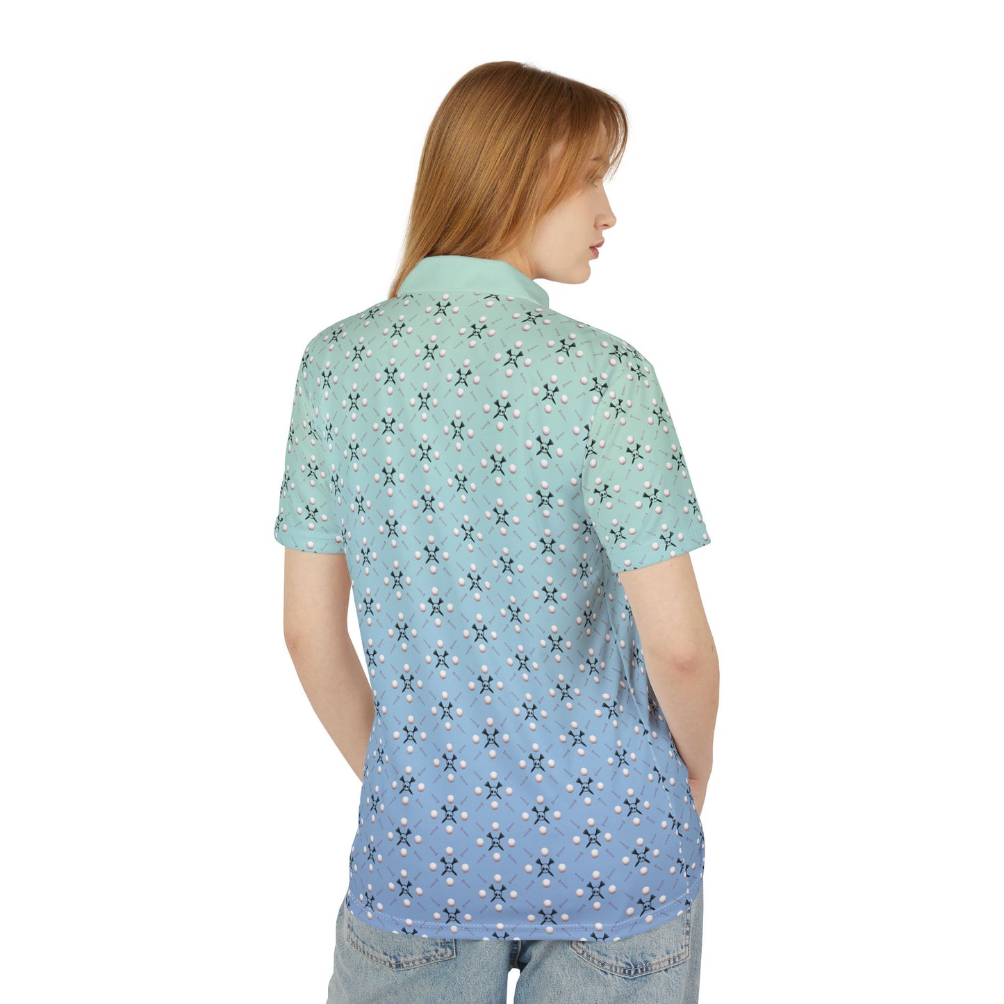 Tee-bone Stylish Gradient Teal-Purple Pattern Print Unisex Polo Shirt for the links or the street