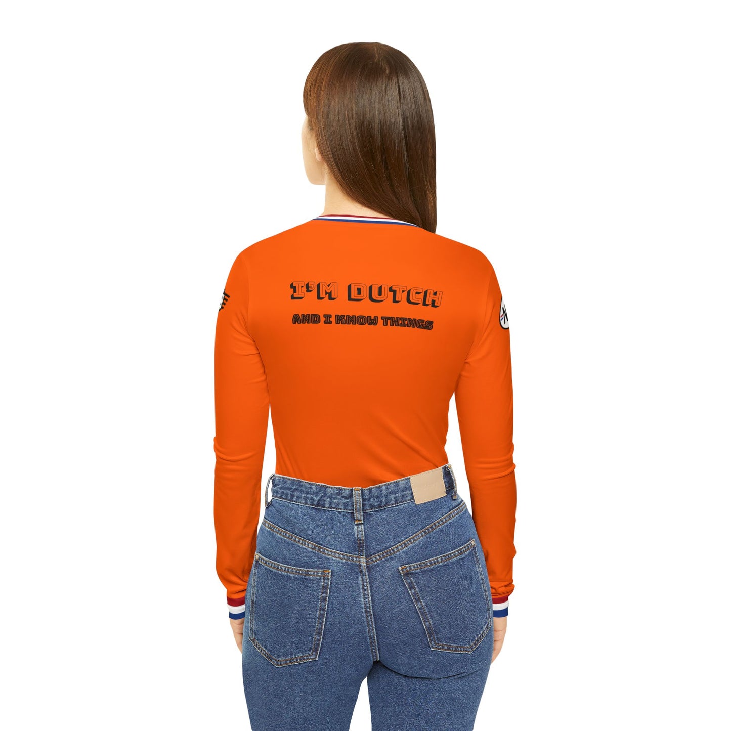 I'm Dutch and I know things - Women's Long Sleeve V-neck Shirt, Sporty Tee, Netherlands Pride Apparel, Fun Gift for Soccer Fans, Casual Wear, Dutch Spirit Gear
