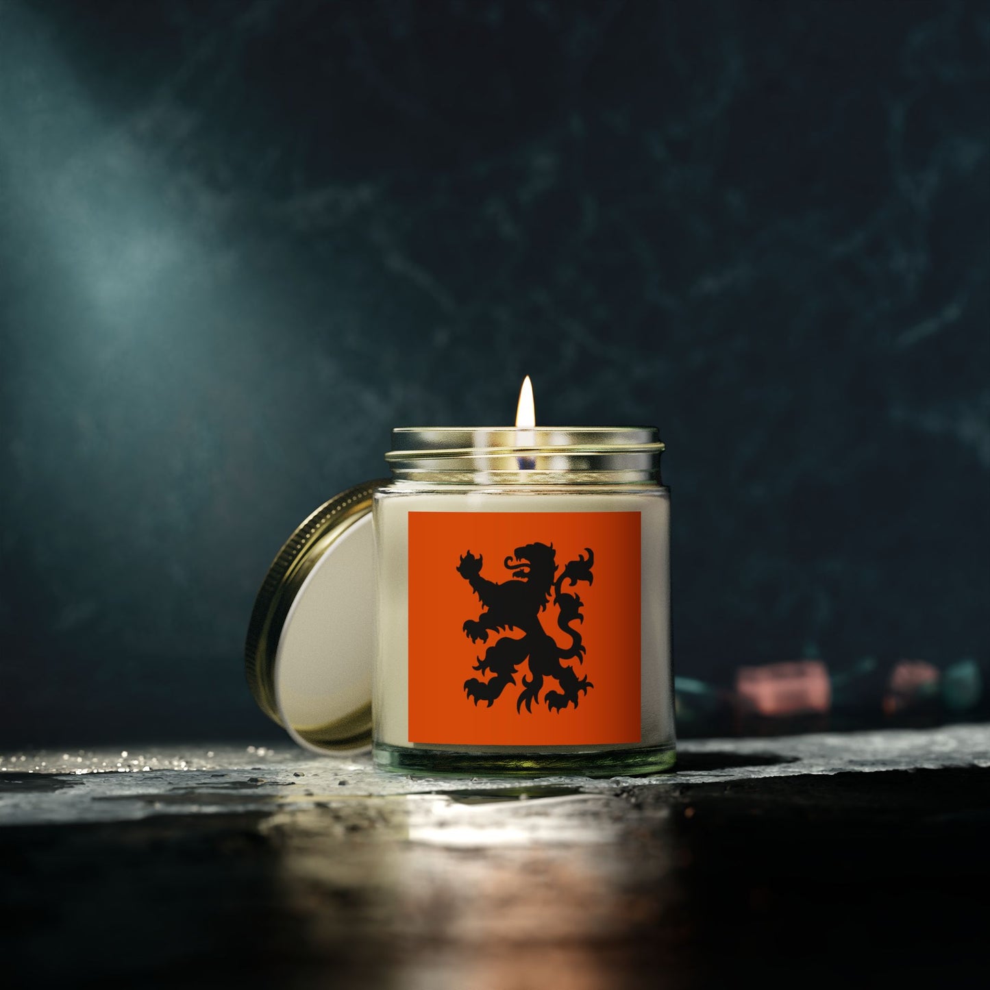 Schijn een Dutch lichtje op mij - Scented Candle: Cozy Home Vibes, Relaxing Gift, Aromatherapy, Orange Lion Design, Unique Decor, Housewarming, Self-Care