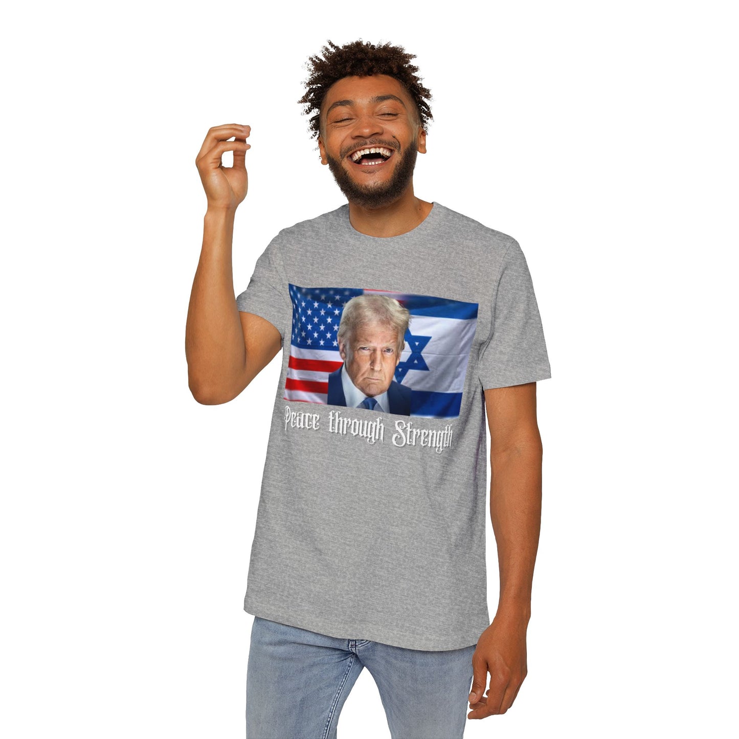 USA-Made Unisex T-Shirt: "Peace through Strength" Design - Perfect for Patriotic Events, Casual Days, or Gifts