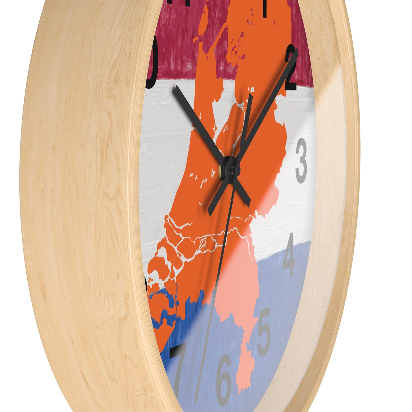 Hoe laat is het ? Dutch Map Wall Clock, Home Decor for Dutch Culture Lovers, Unique Clock Gift for Netherlands Lovers, Modern Art Clock, Flag Inspired Design