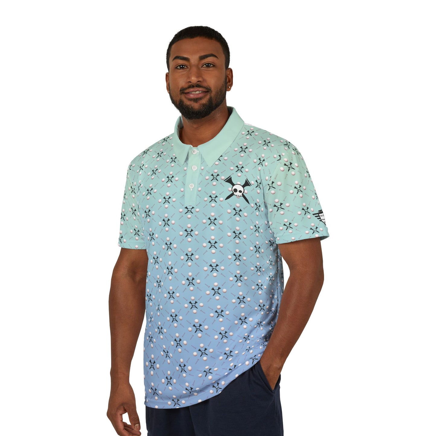 Tee-bone Stylish Gradient Teal-Purple Pattern Print Unisex Polo Shirt for the links or the street