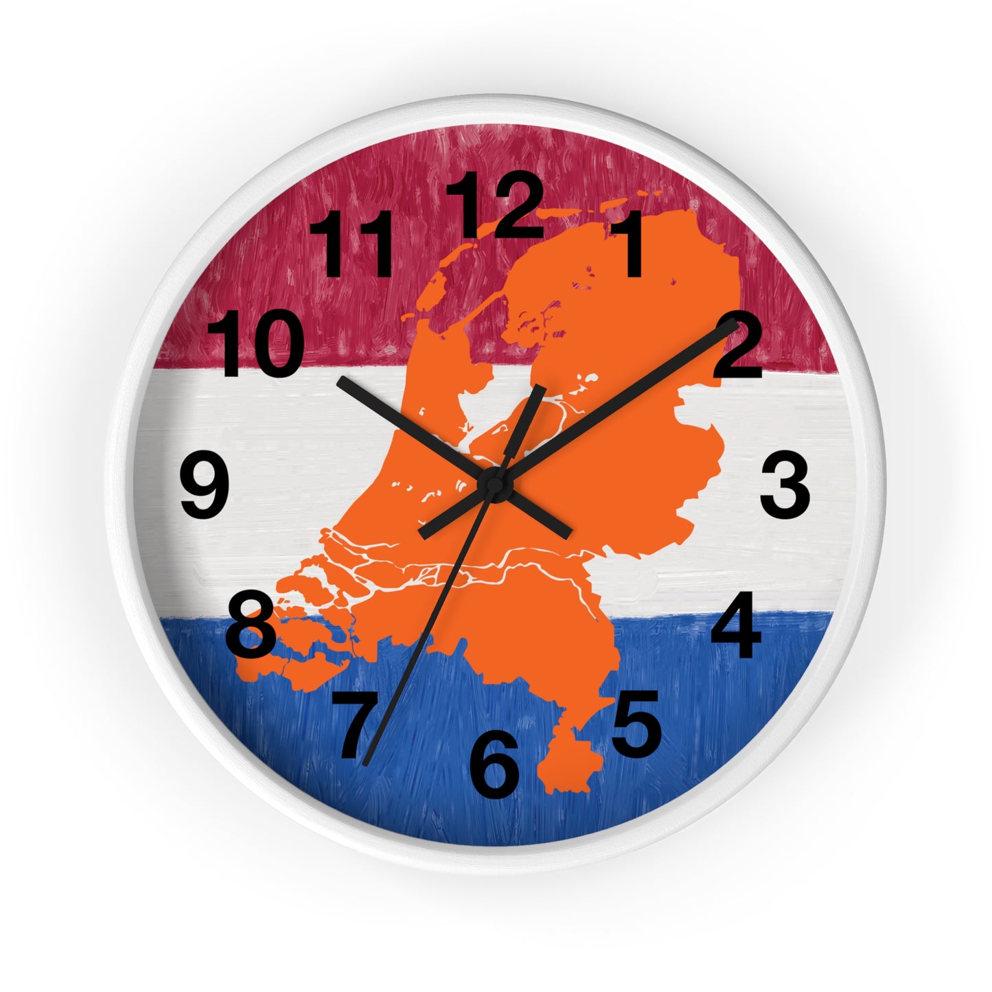 Hoe laat is het ? Dutch Map Wall Clock, Home Decor for Dutch Culture Lovers, Unique Clock Gift for Netherlands Lovers, Modern Art Clock, Flag Inspired Design