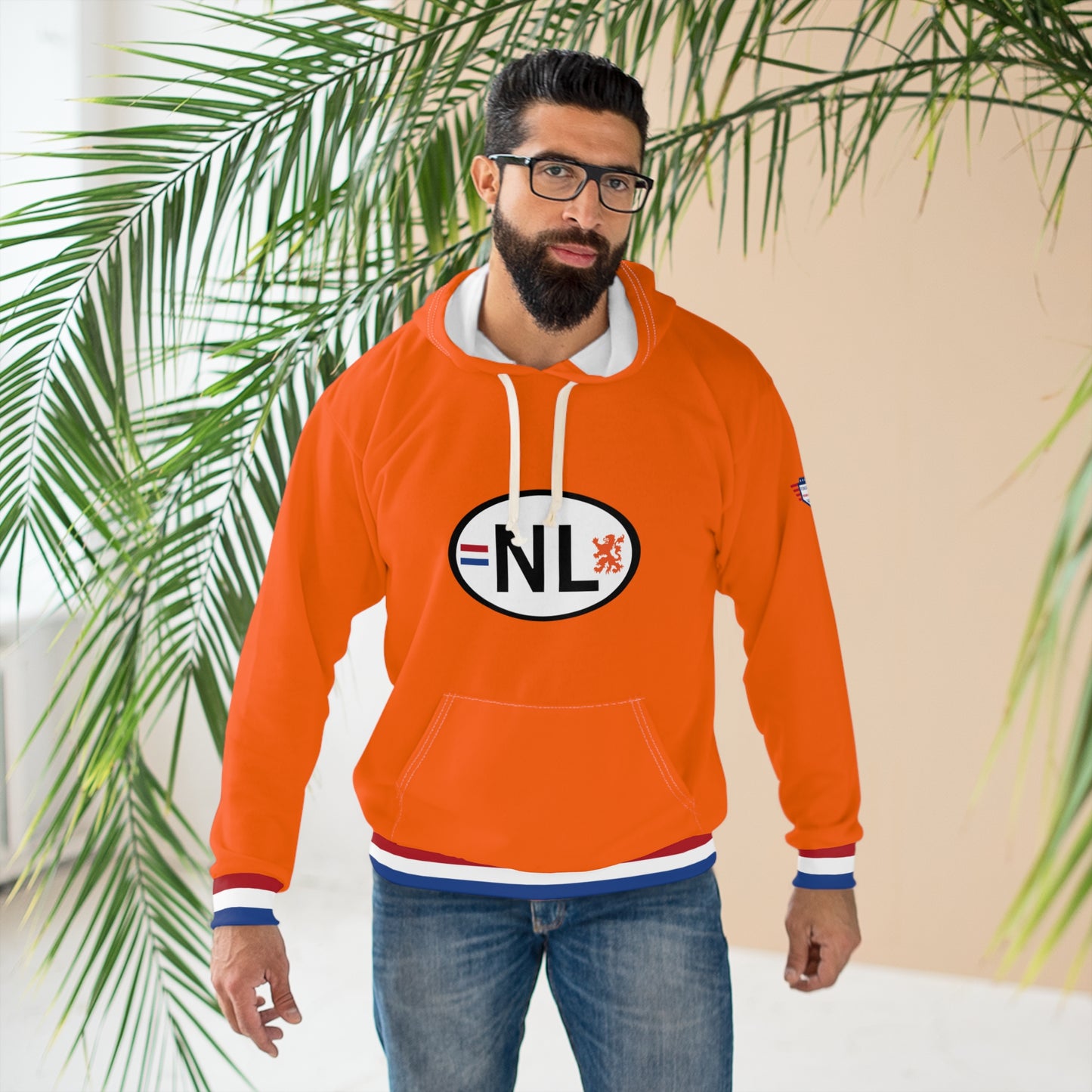 Vibrant Unisex Pullover Hoodie with Dutch Pride Design, Perfect for Voetbal, Parties, Casual Wear, Sports Events, Gift Idea