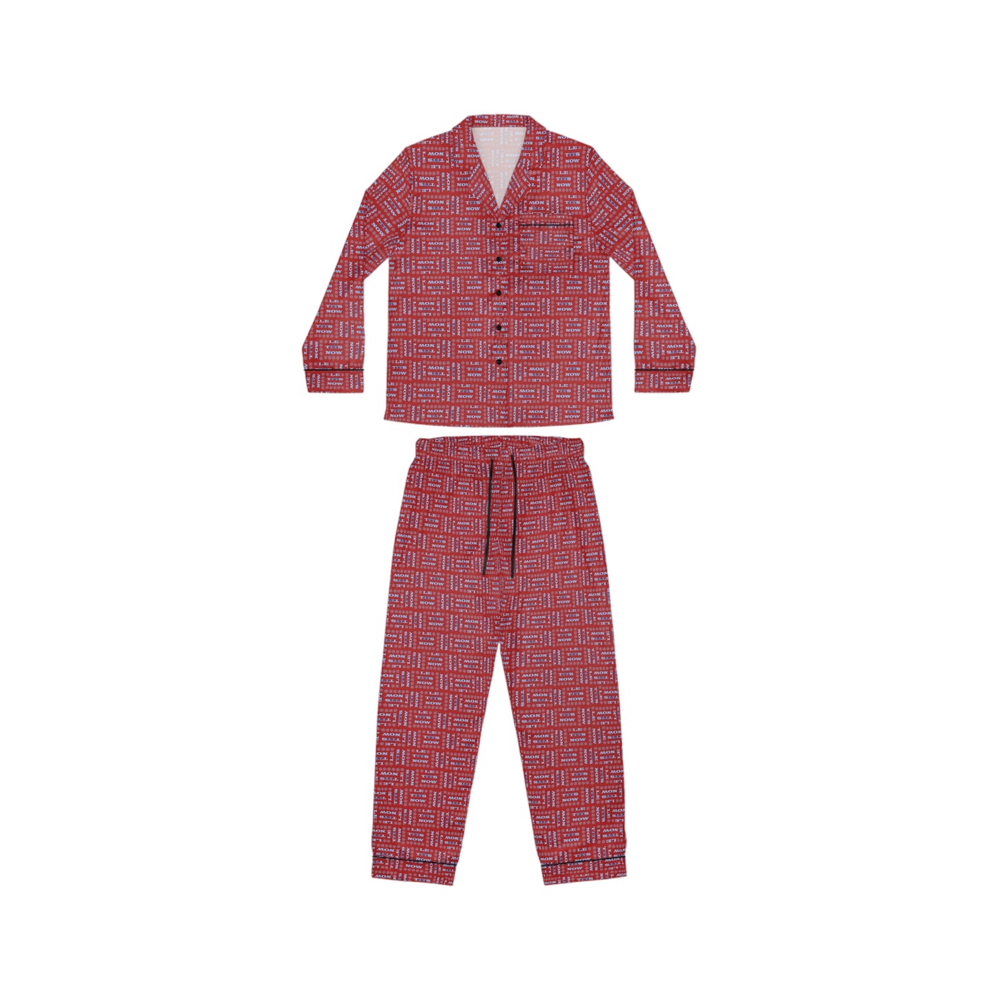 LETitSNOW - Women's Satin Pajamas Set - Bold Red Print, Cozy Nightwear, Perfect for Sleepovers, Birthdays, Mother's Day, Self-Care Days