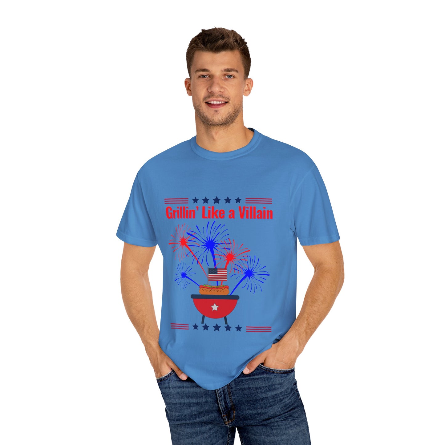 Grillin' Like a Villain Unisex T-Shirt | Patriotic BBQ Tee with Eagle Design