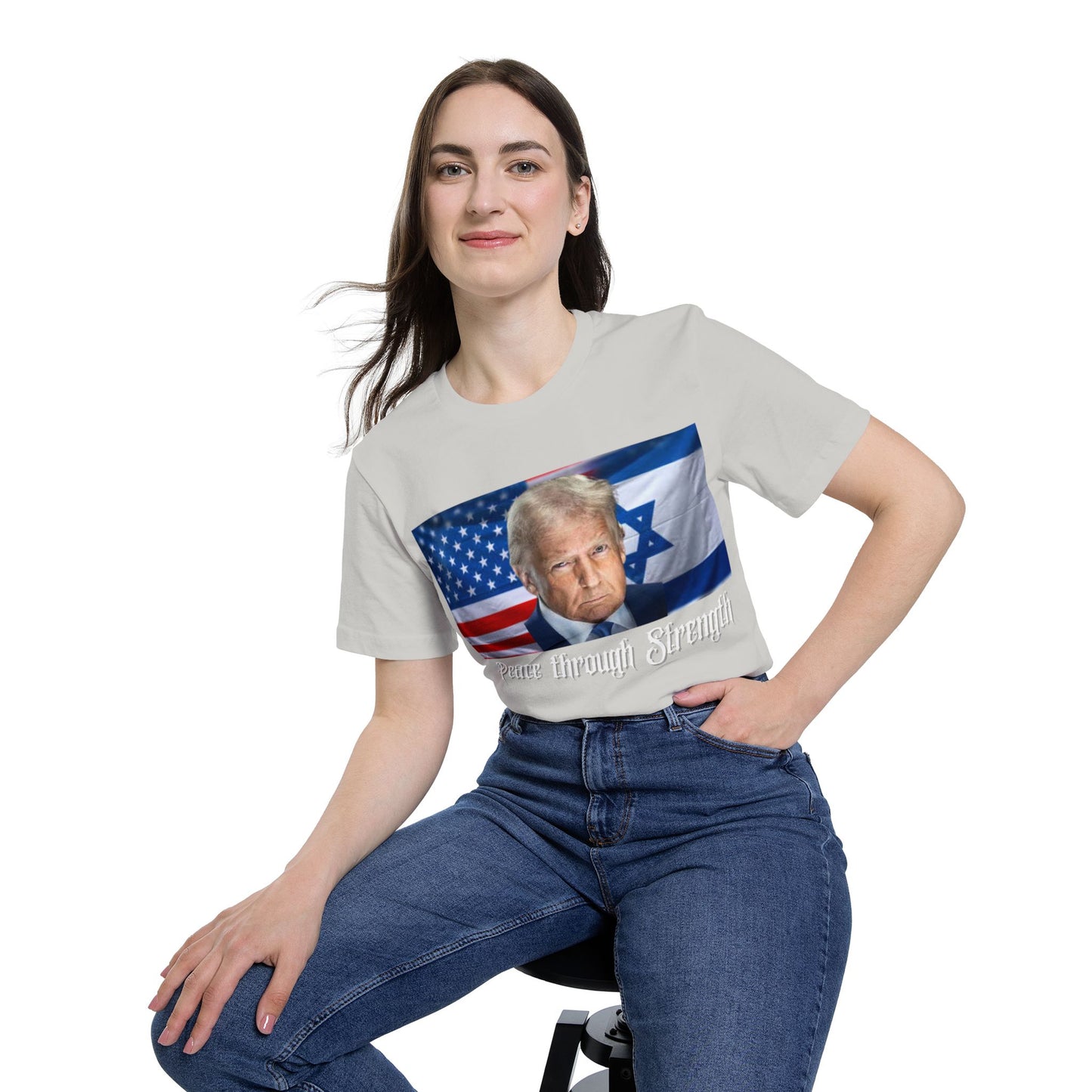 USA-Made Unisex T-Shirt: "Peace through Strength" Design - Perfect for Patriotic Events, Casual Days, or Gifts