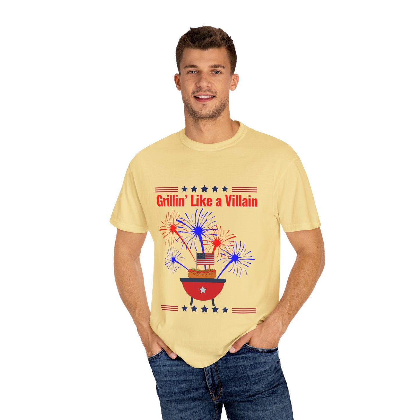 Grillin' Like a Villain Unisex T-Shirt | Patriotic BBQ Tee with Eagle Design