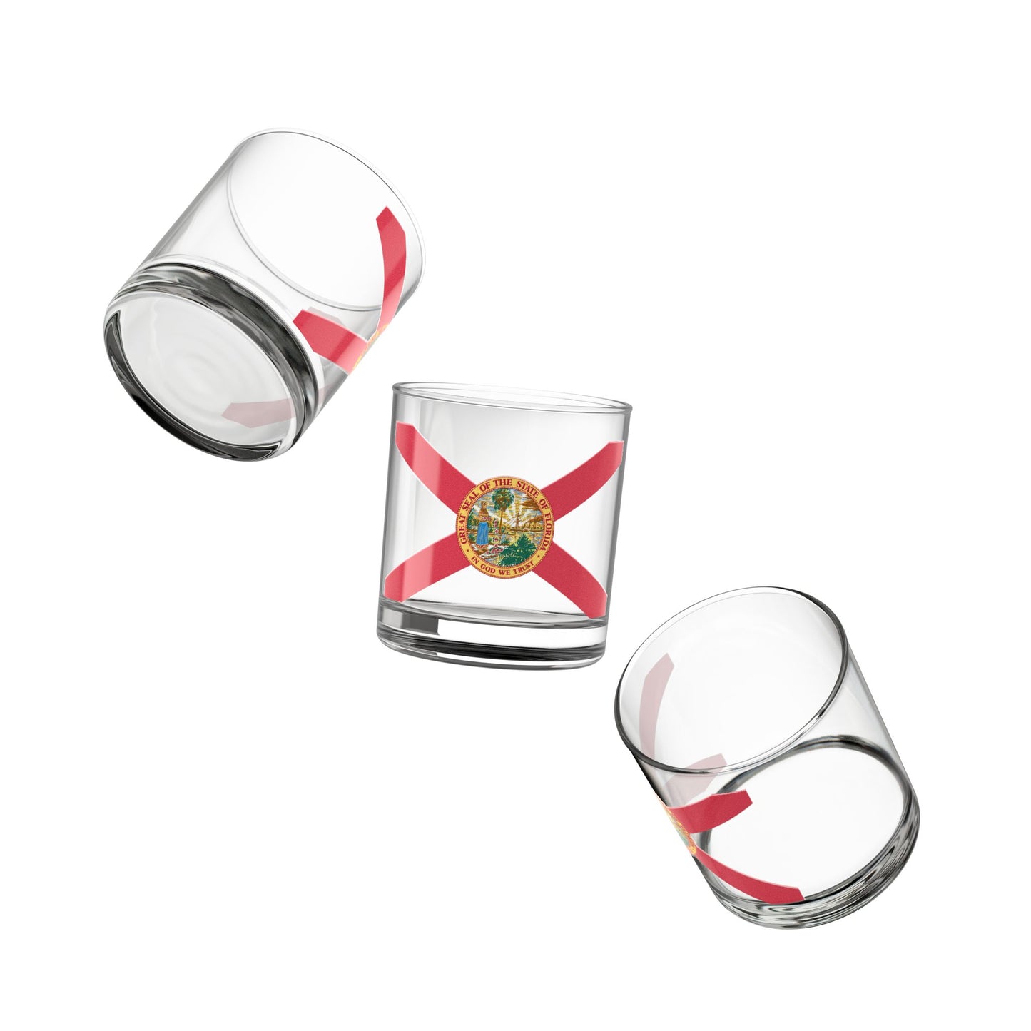 Florida State Flag Rocks Glass | Unique 10oz Drinkware Gift | Home Bar Accessories, Wedding, Housewarming, Collectible, Travel Souvenir