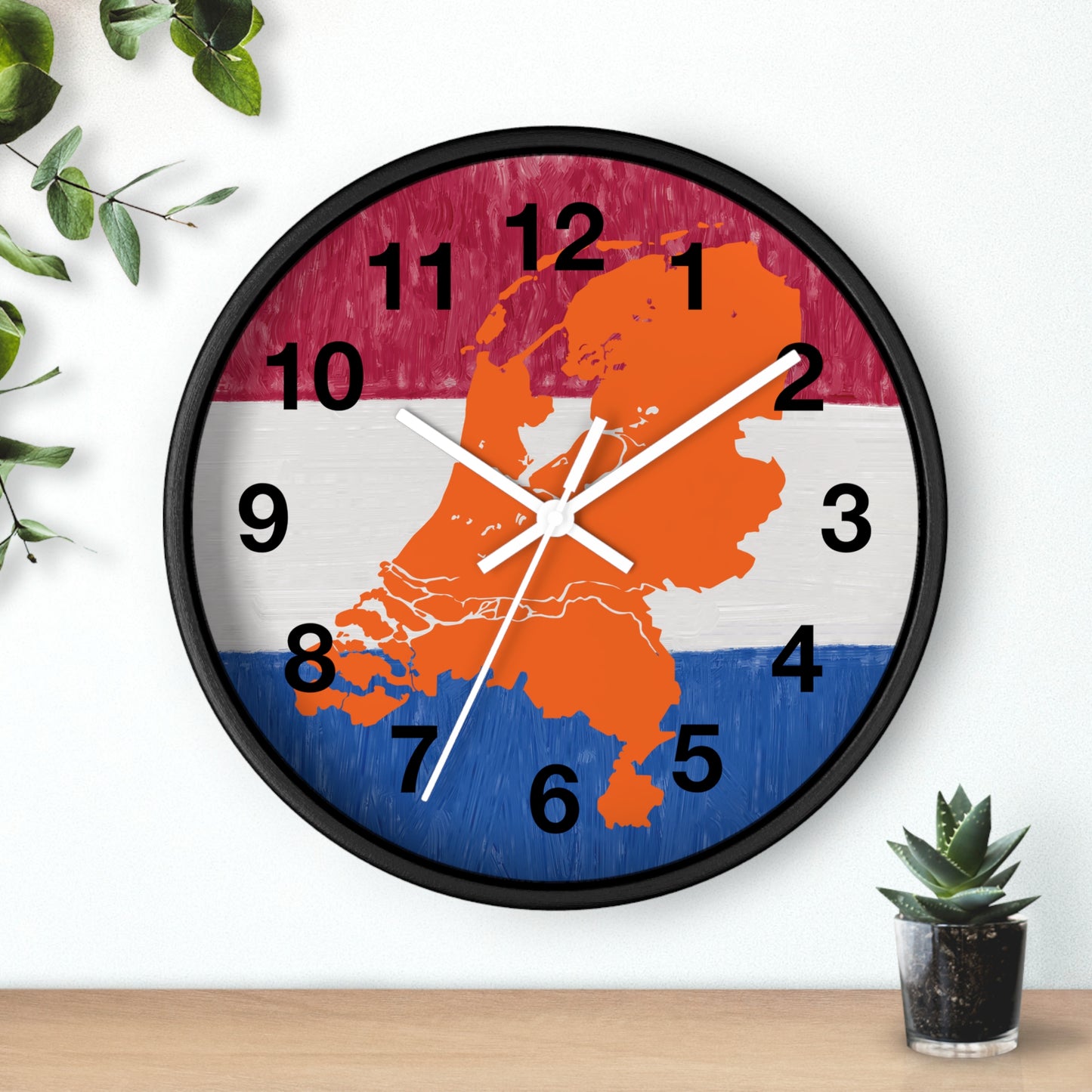 Hoe laat is het ? Dutch Map Wall Clock, Home Decor for Dutch Culture Lovers, Unique Clock Gift for Netherlands Lovers, Modern Art Clock, Flag Inspired Design