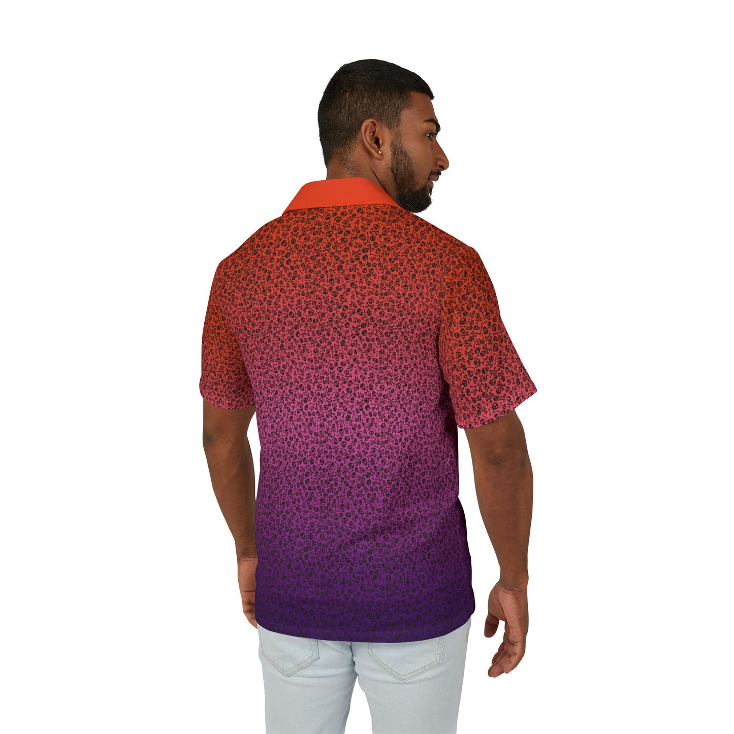 Tee-bone Hawaiian Camp Shirt with Skulls, Beach Vacation Wear, Summer Party Attire, Tropical Outfit, Luau Style