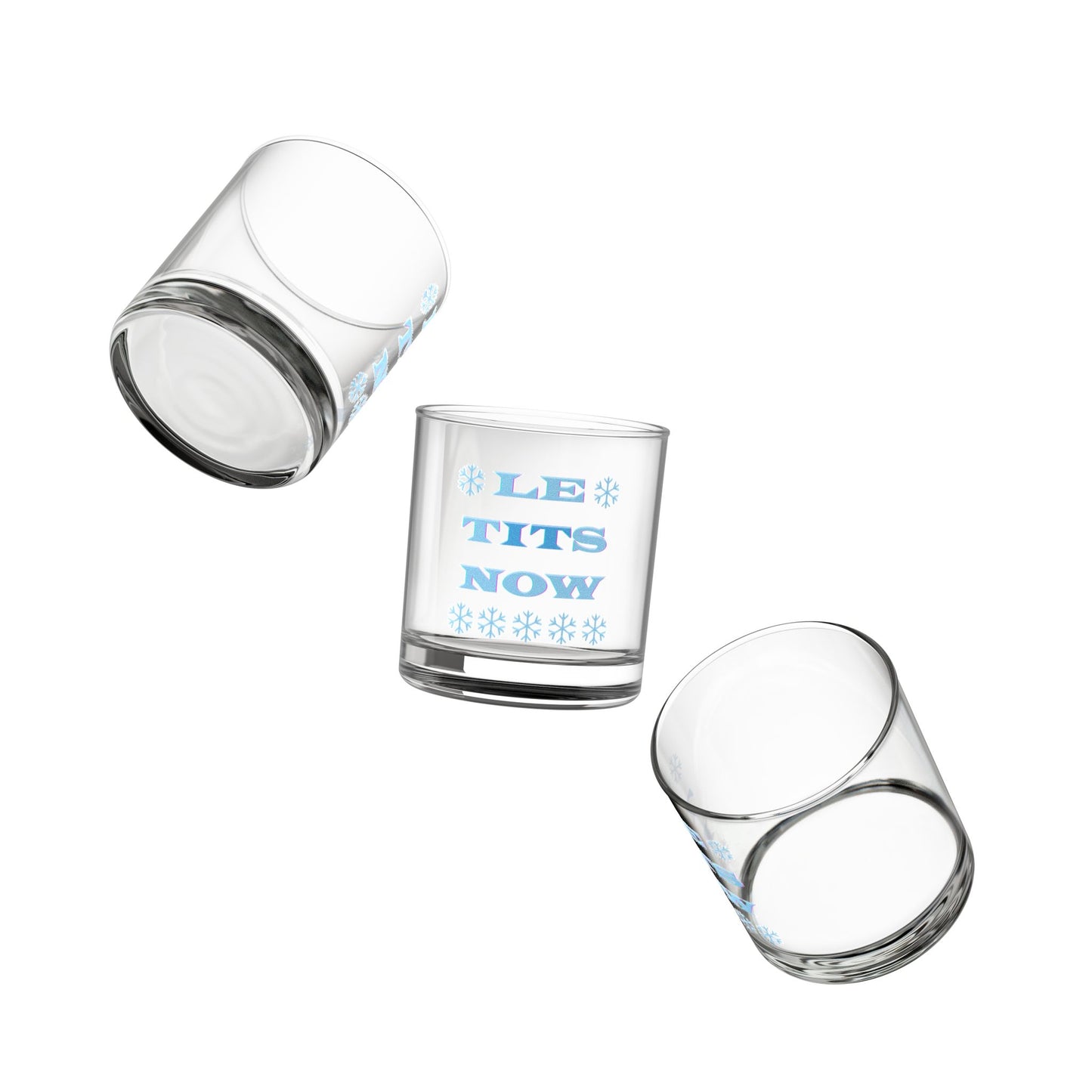 "LETitSNOW" Drinking Glass, Holiday Gift, Novelty Barware, Glassware for Parties, Humor Gift