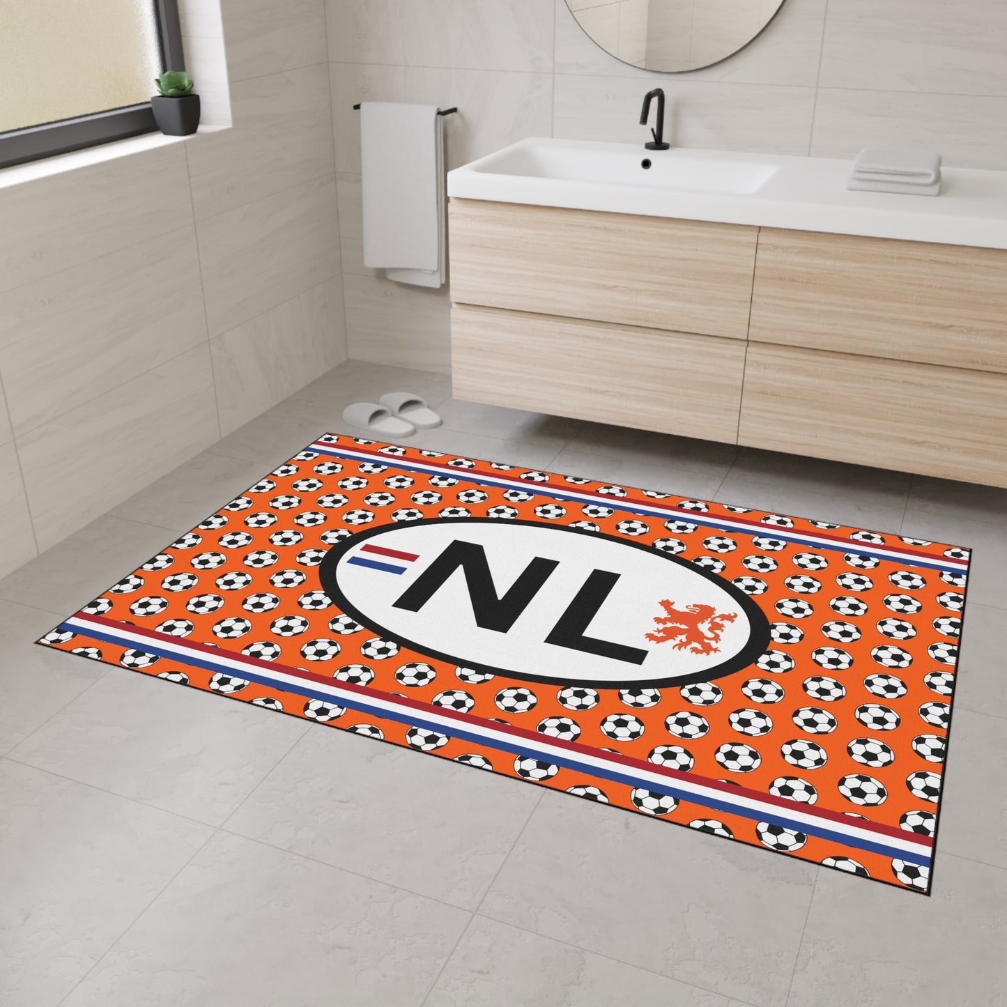 Voetbalmat - Hou je plekkie vrij in the kroeg tijdens EK/WK of versier je badkamer - Soccer-Themed Heavy Duty Floor Mat, Sports Entryway Rug, Durable Doormat, Game Room Decor, Netherlands Football Mat