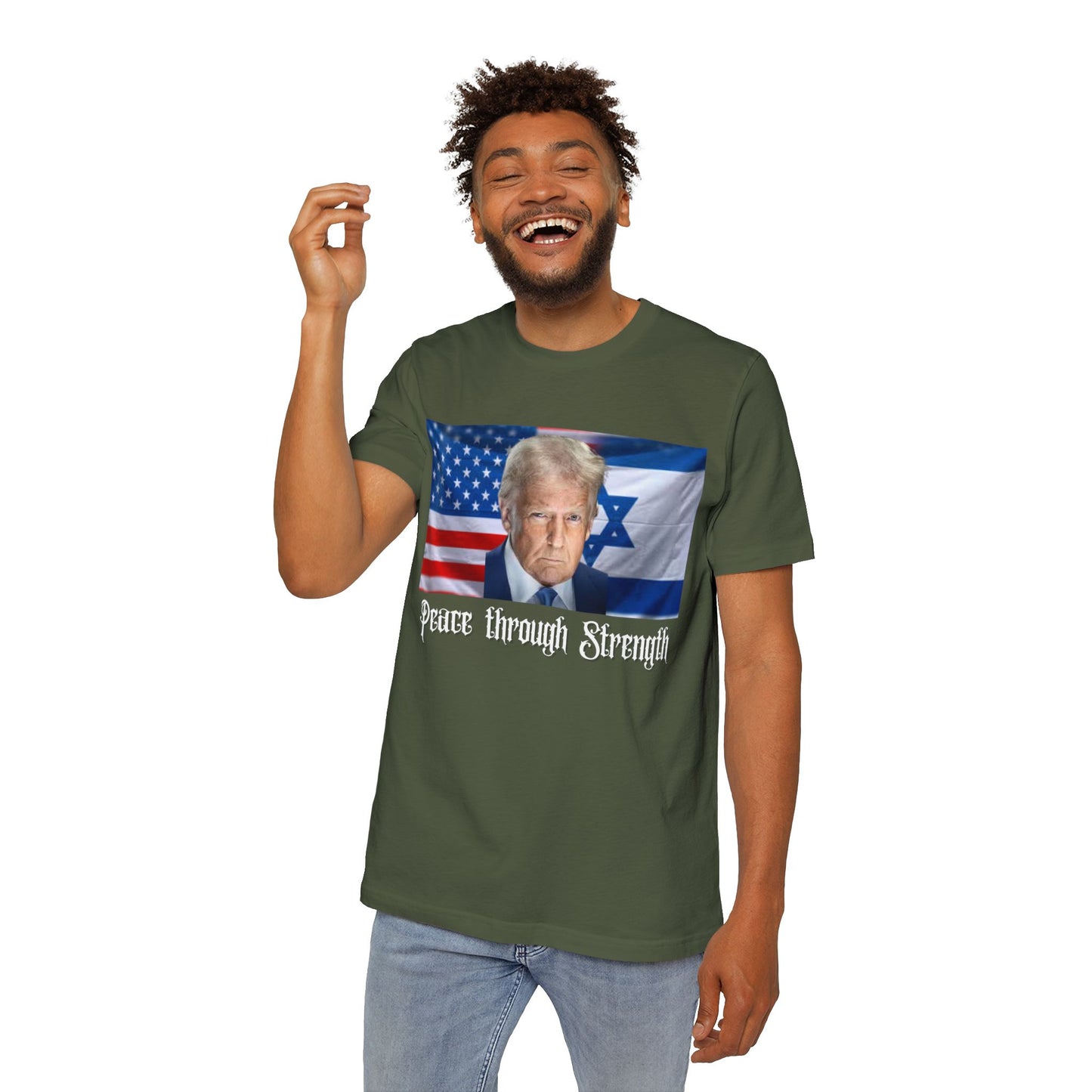 USA-Made Unisex T-Shirt: "Peace through Strength" Design - Perfect for Patriotic Events, Casual Days, or Gifts