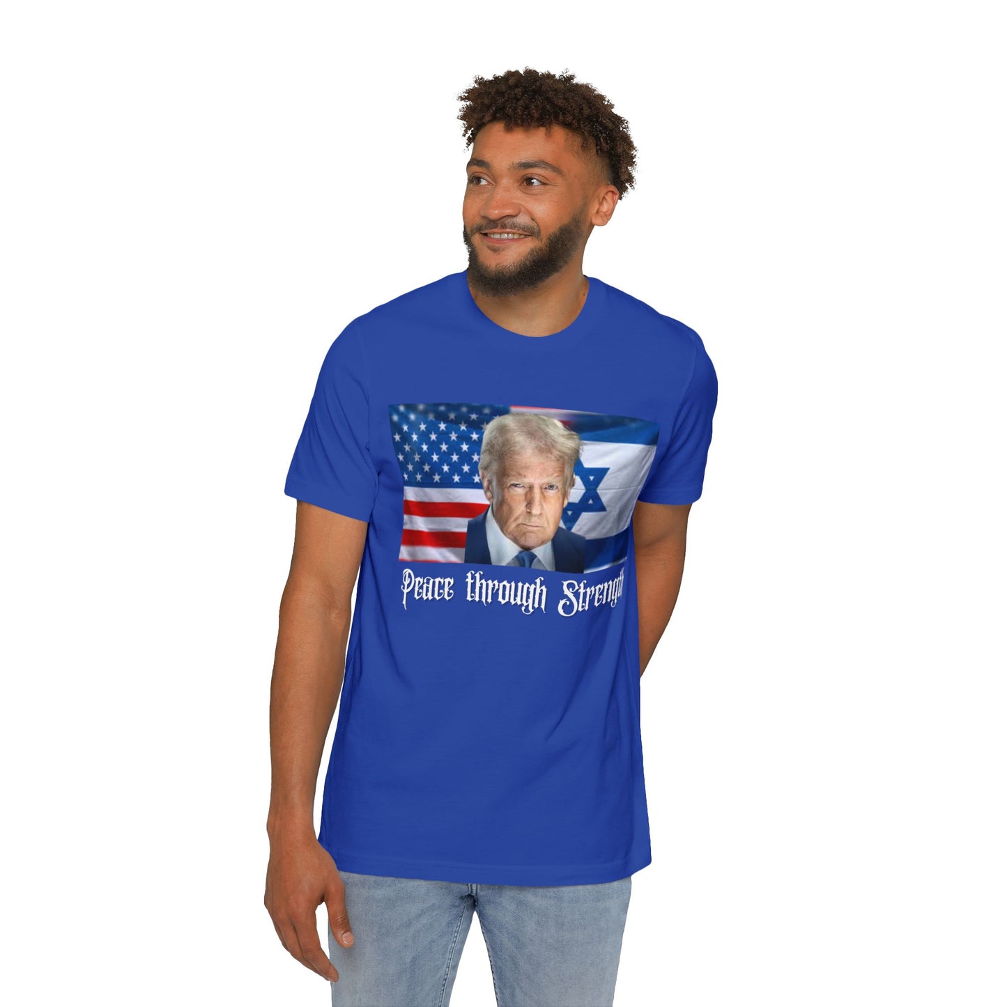 USA-Made Unisex T-Shirt: "Peace through Strength" Design - Perfect for Patriotic Events, Casual Days, or Gifts