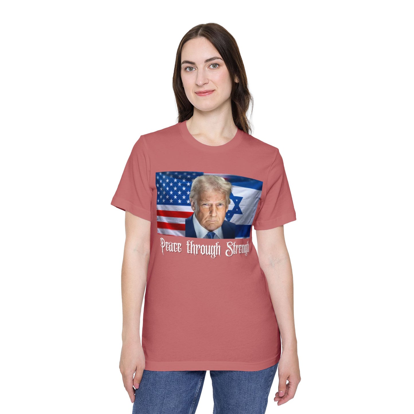 USA-Made Unisex T-Shirt: "Peace through Strength" Design - Perfect for Patriotic Events, Casual Days, or Gifts