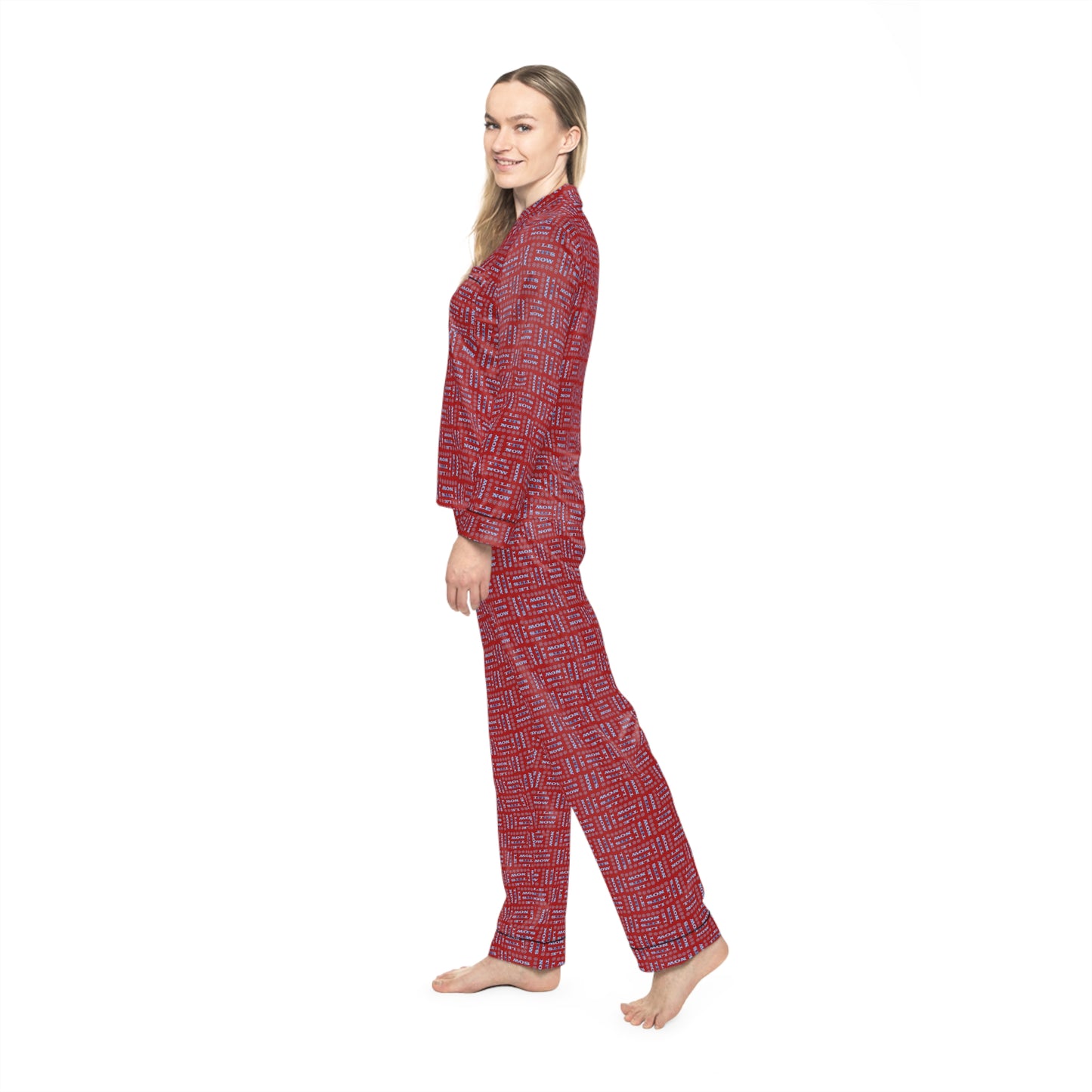 LETitSNOW - Women's Satin Pajamas Set - Bold Red Print, Cozy Nightwear, Perfect for Sleepovers, Birthdays, Mother's Day, Self-Care Days