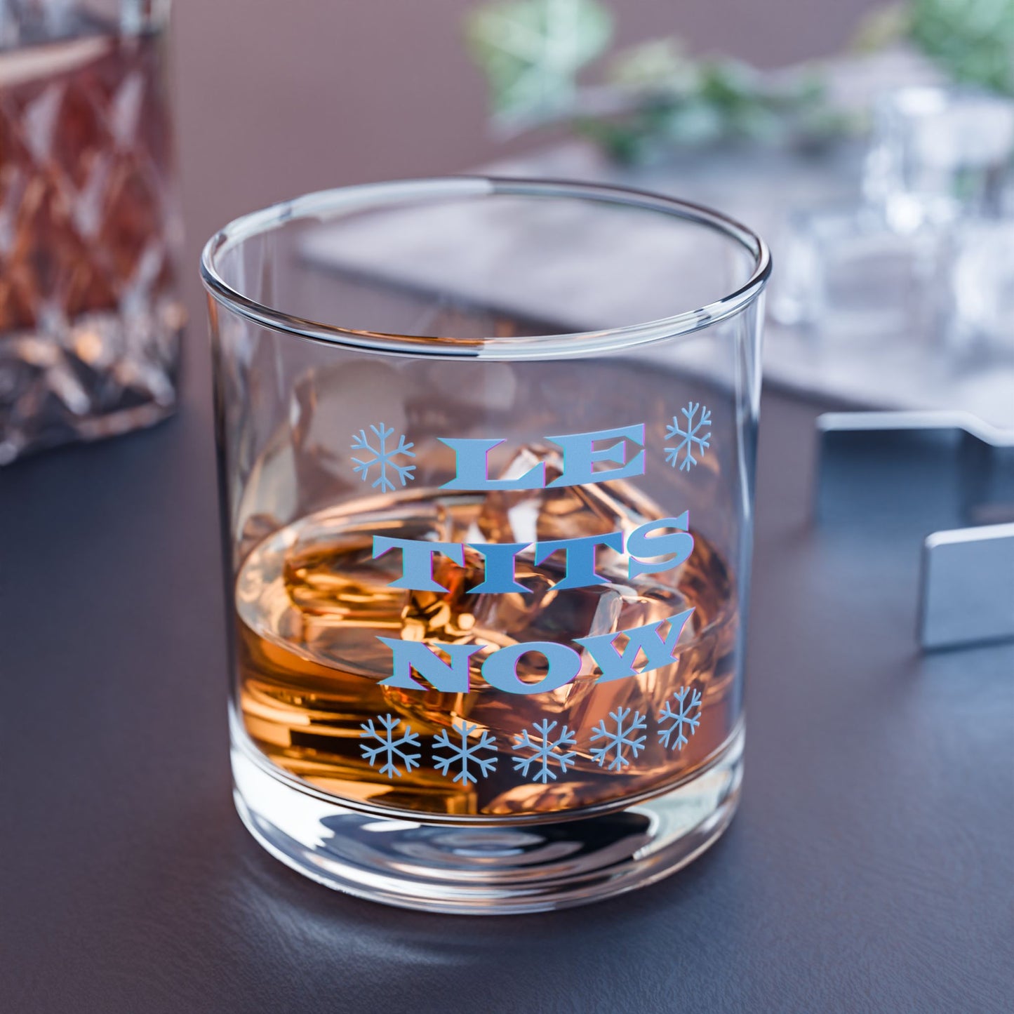 "LETitSNOW" Drinking Glass, Holiday Gift, Novelty Barware, Glassware for Parties, Humor Gift