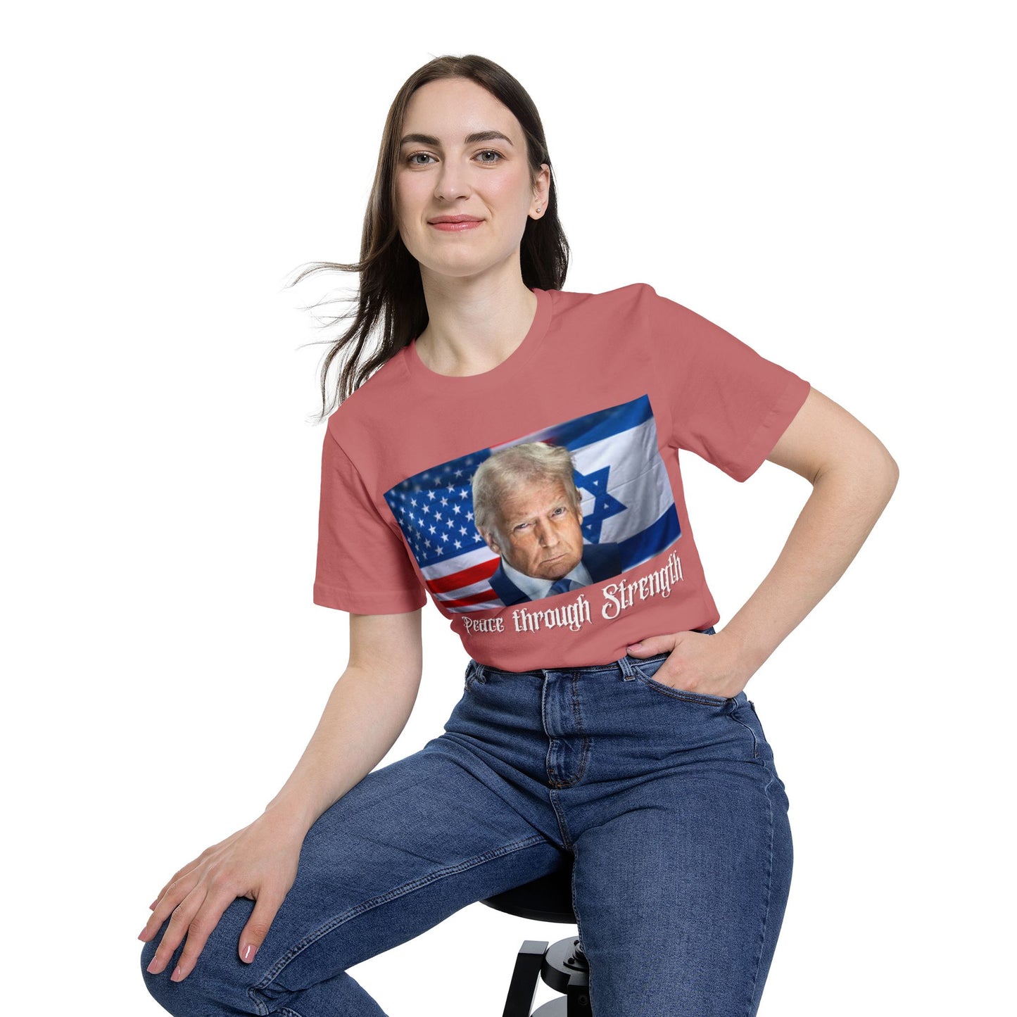 USA-Made Unisex T-Shirt: "Peace through Strength" Design - Perfect for Patriotic Events, Casual Days, or Gifts