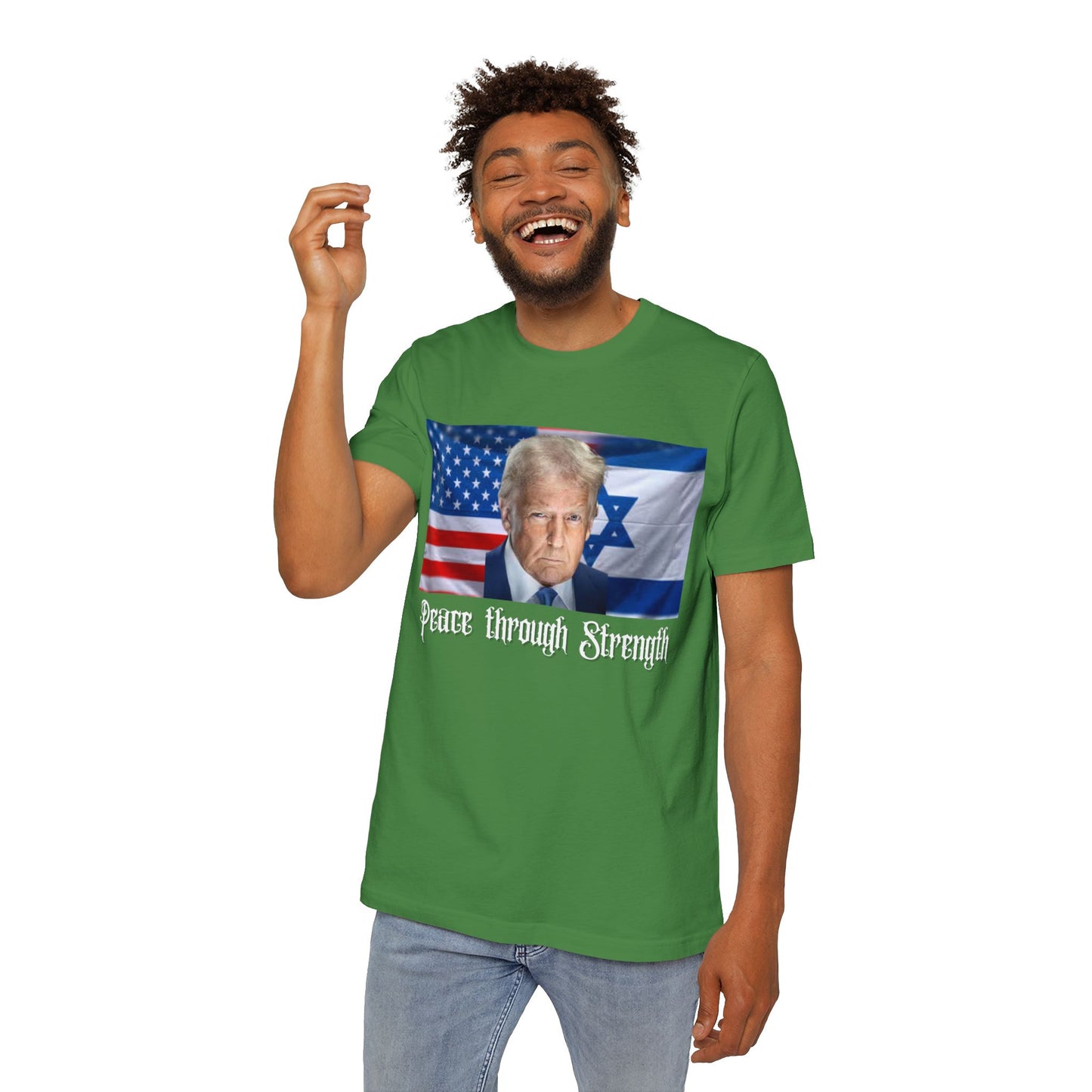 USA-Made Unisex T-Shirt: "Peace through Strength" Design - Perfect for Patriotic Events, Casual Days, or Gifts