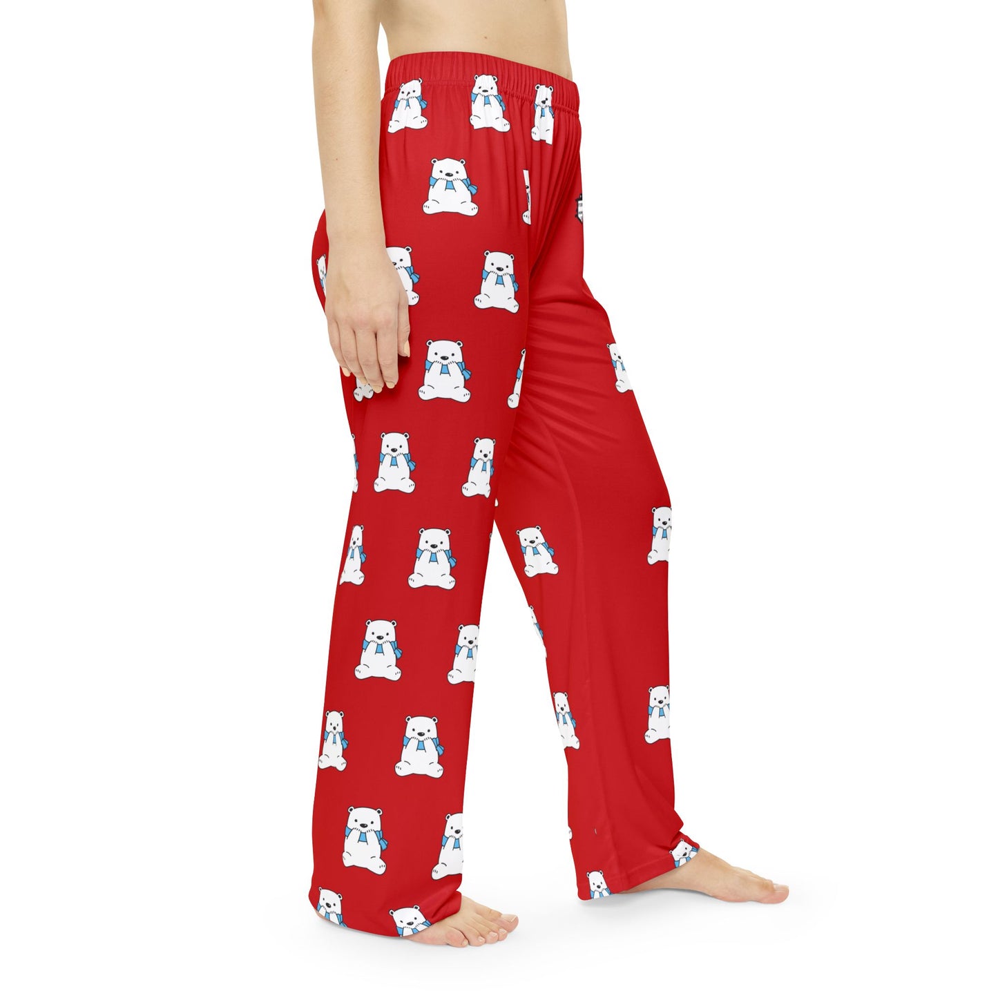 Holiday Polar Bear Women’s Pajama Pants — Red All-Over Print Cozy Sleepwear