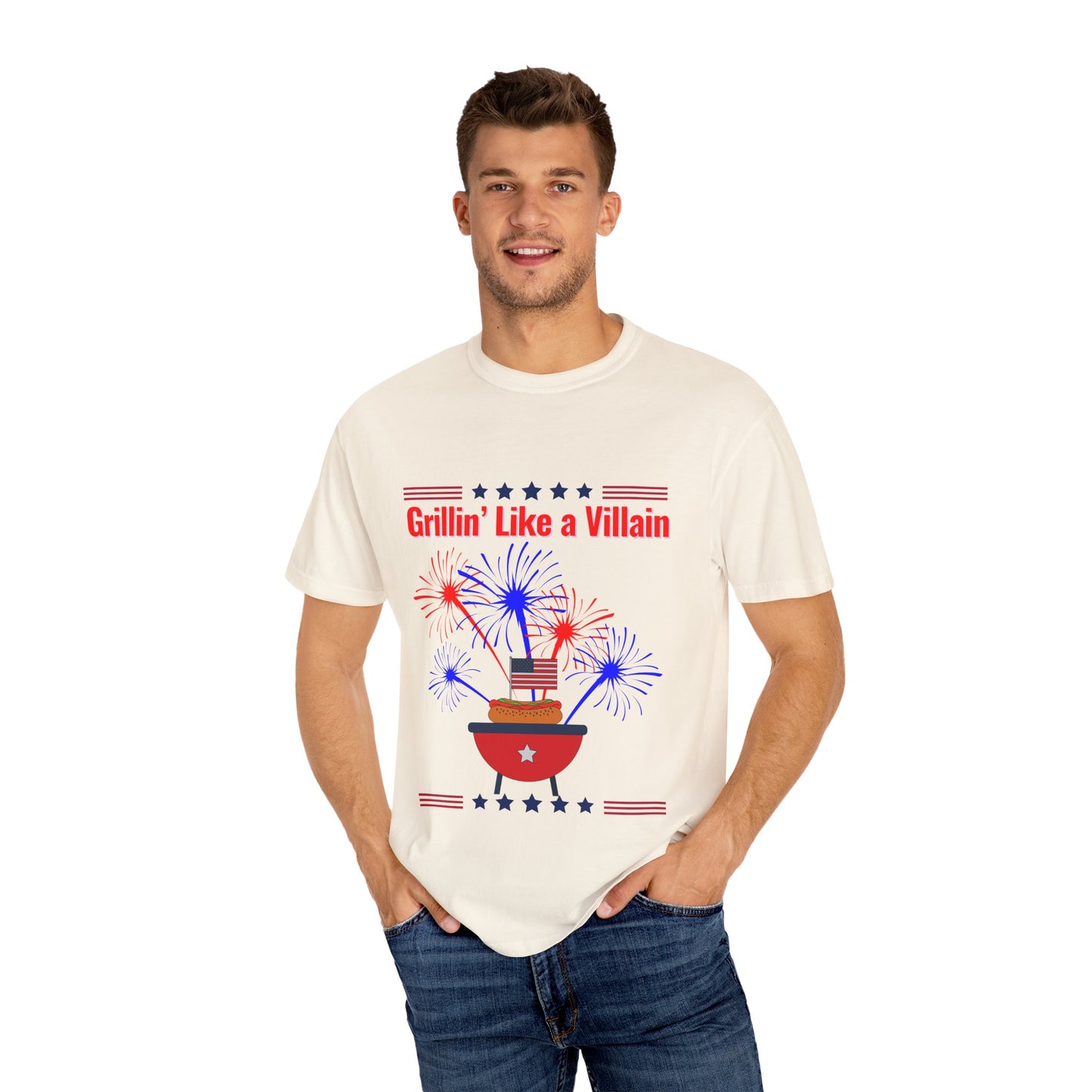 Grillin' Like a Villain Unisex T-Shirt | Patriotic BBQ Tee with Eagle Design