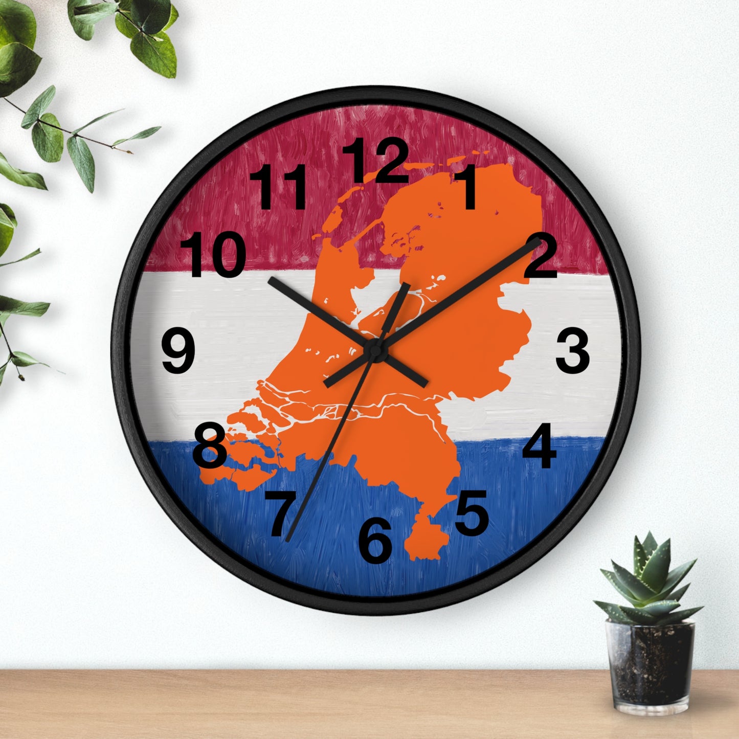 Hoe laat is het ? Dutch Map Wall Clock, Home Decor for Dutch Culture Lovers, Unique Clock Gift for Netherlands Lovers, Modern Art Clock, Flag Inspired Design