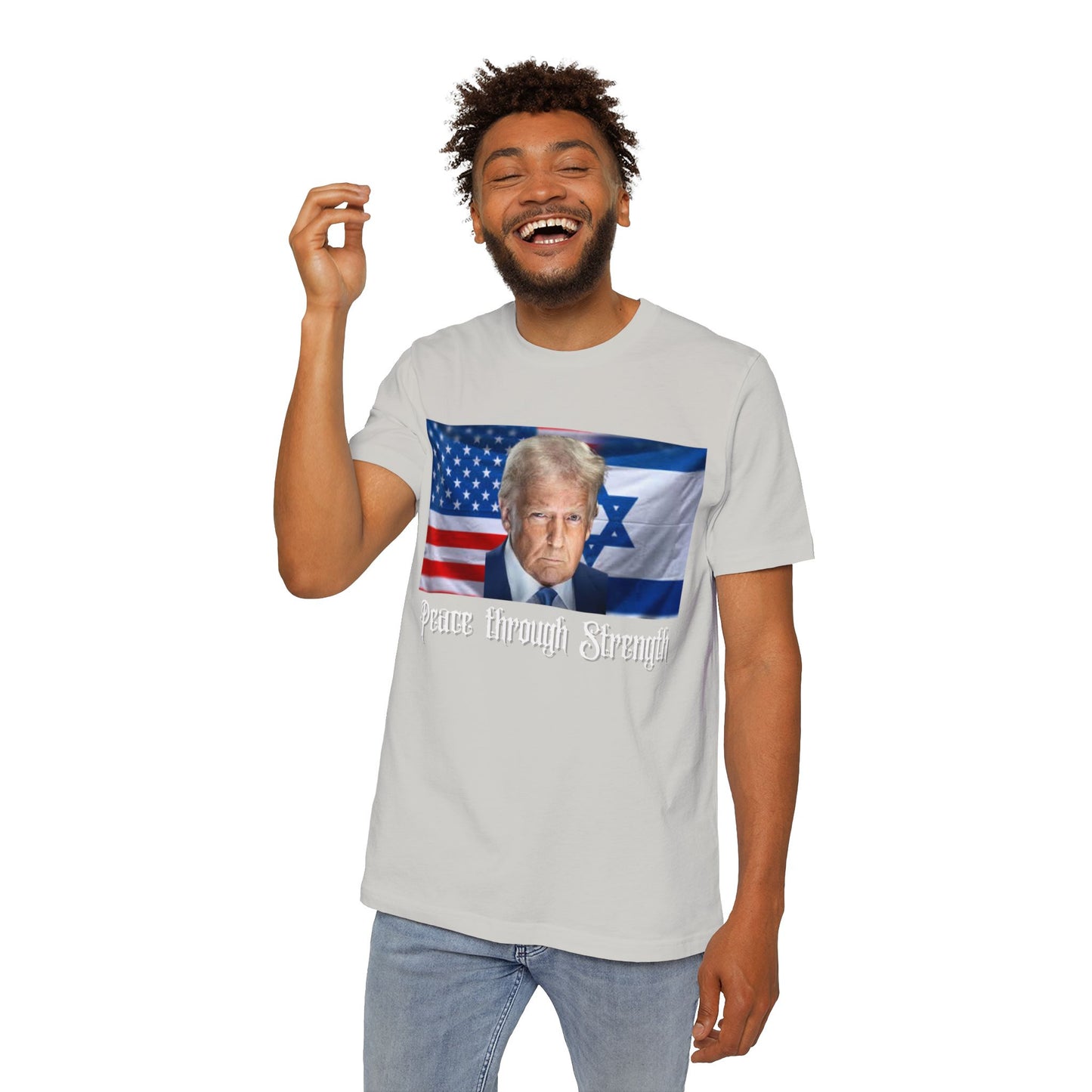 USA-Made Unisex T-Shirt: "Peace through Strength" Design - Perfect for Patriotic Events, Casual Days, or Gifts