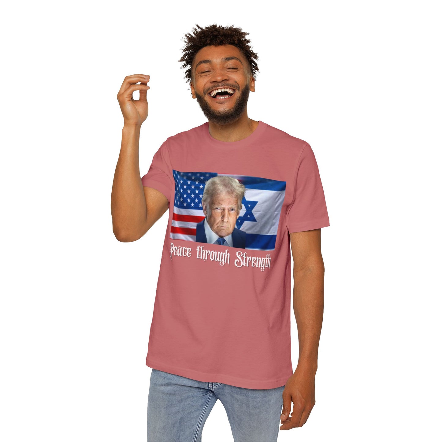 USA-Made Unisex T-Shirt: "Peace through Strength" Design - Perfect for Patriotic Events, Casual Days, or Gifts