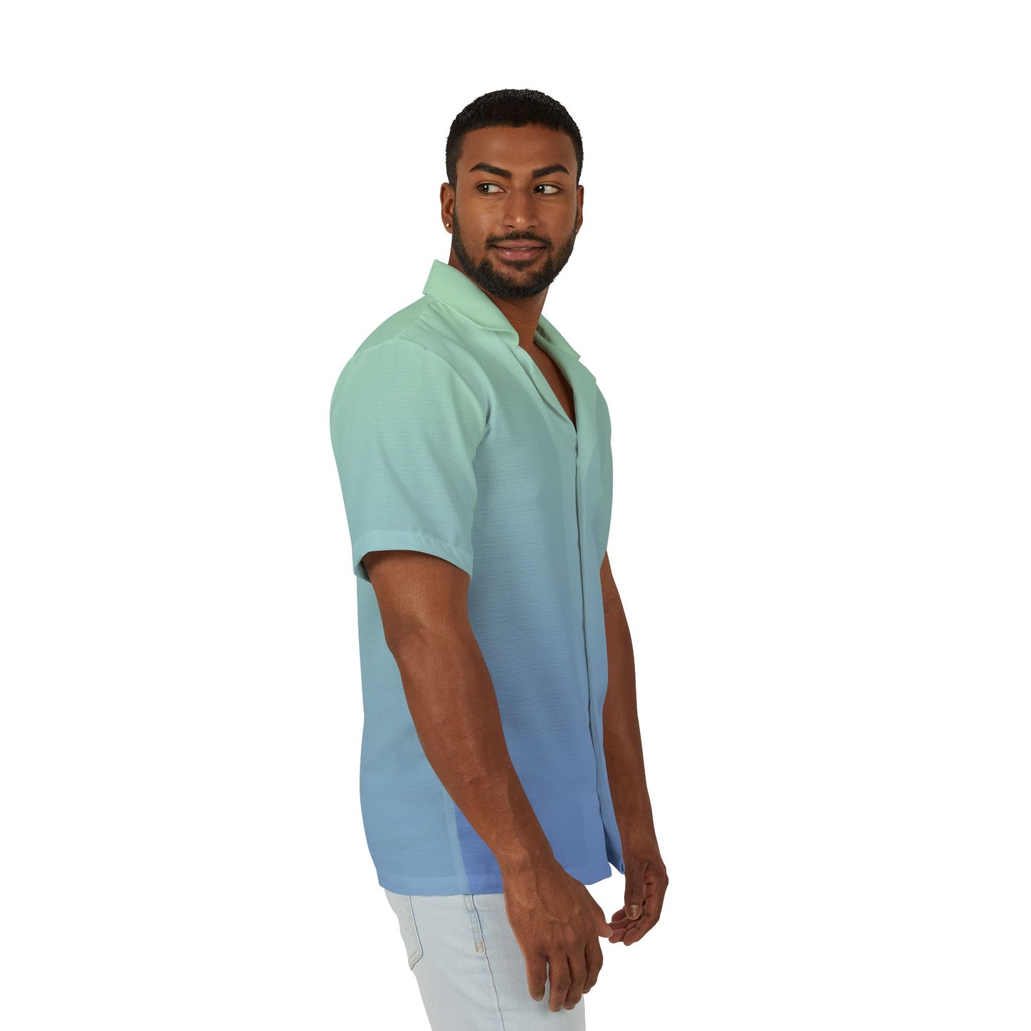 Husband / Boyfriend prank shirt. The Hawaiian Camp Shirt that made your friend group go viral when they all showed up in the same shirt ! Summer 2025 pastel blue colors