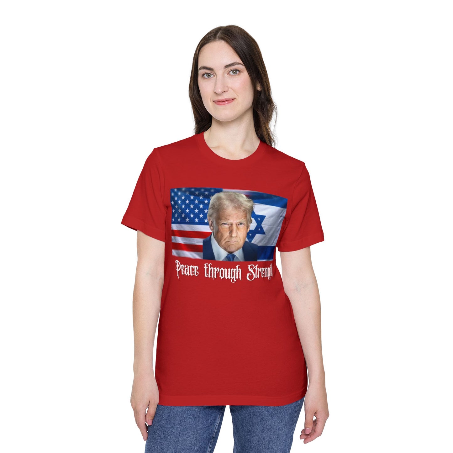 USA-Made Unisex T-Shirt: "Peace through Strength" Design - Perfect for Patriotic Events, Casual Days, or Gifts