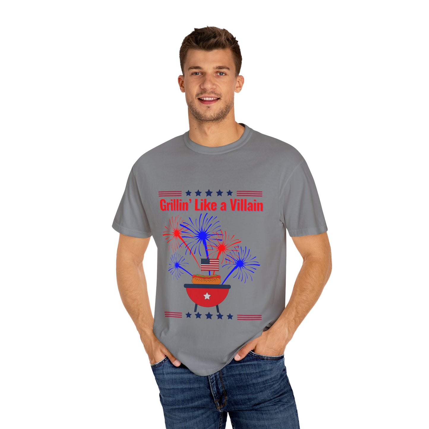 Grillin' Like a Villain Unisex T-Shirt | Patriotic BBQ Tee with Eagle Design