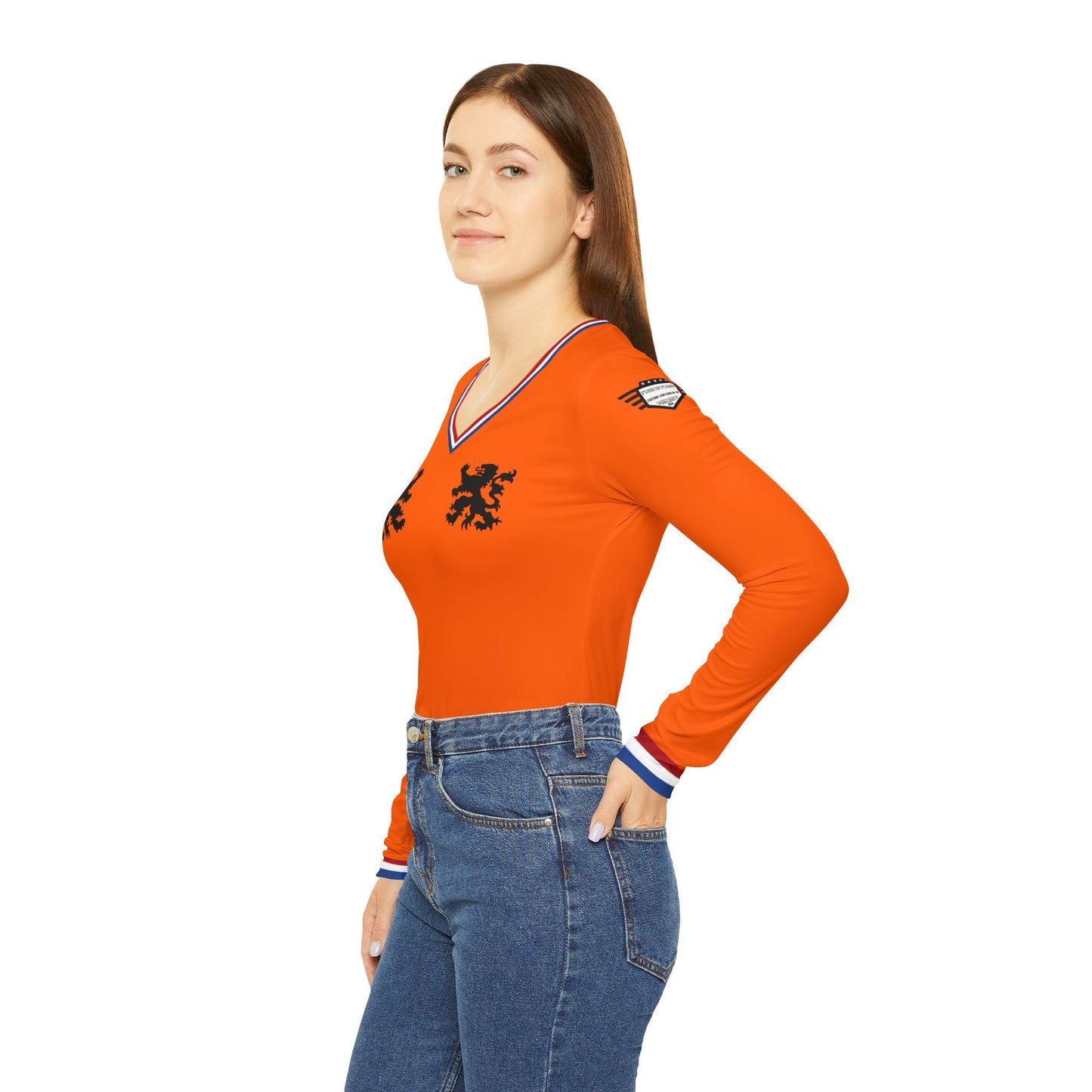 I'm Dutch and I know things - Women's Long Sleeve V-neck Shirt, Sporty Tee, Netherlands Pride Apparel, Fun Gift for Soccer Fans, Casual Wear, Dutch Spirit Gear